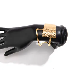 Geometric Hollow Patchwork Wide Cuff Bangle Bracelet