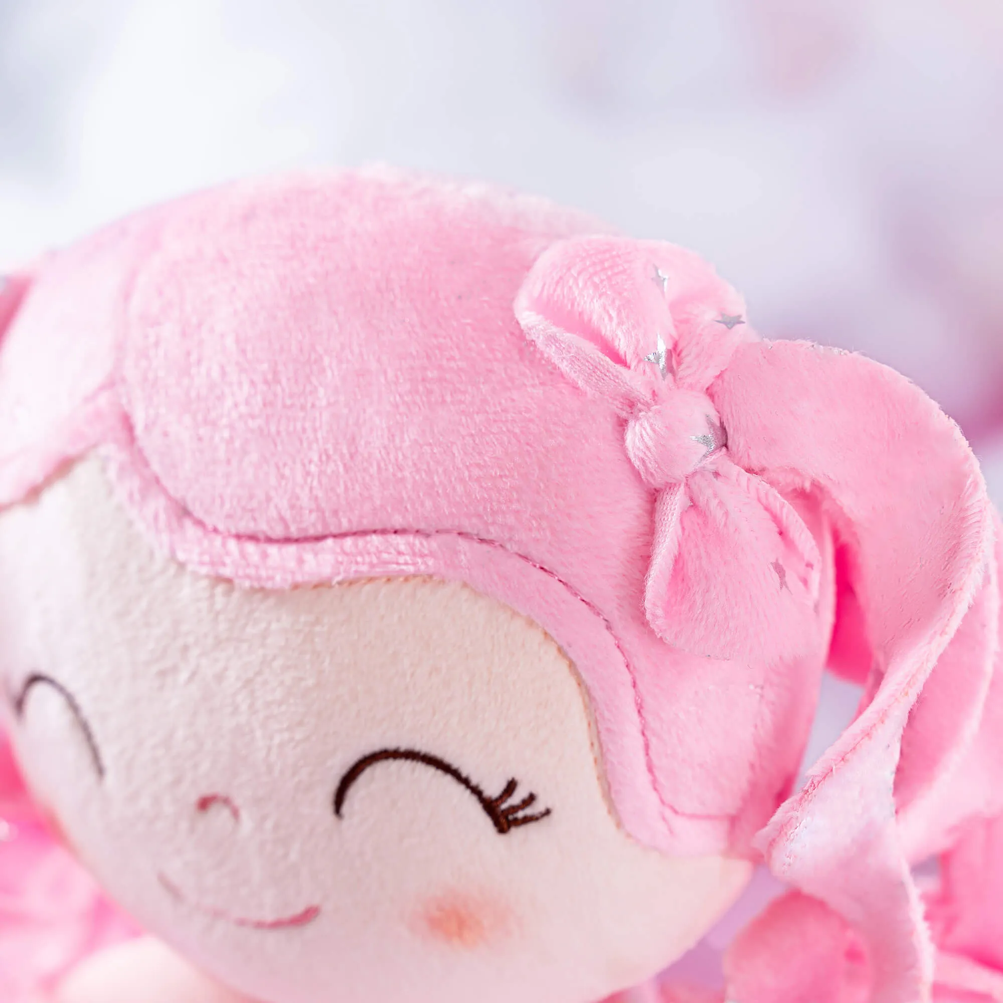 Gloveleya 12-inch Curly Hair Starry Sky Dolls Bronzing Pinky Stars Skirt - Pure Pink Hair