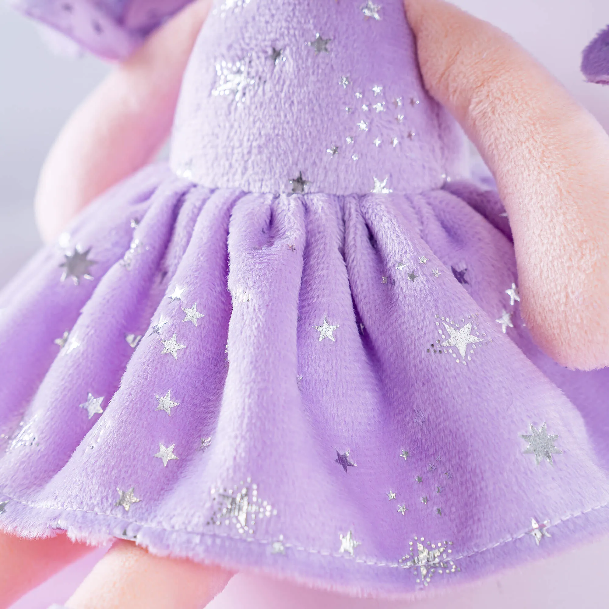 Gloveleya 12-inch Curly Hair Starry Sky Dolls Bronzing Purple Stars Skirt - Pure Purple Hair