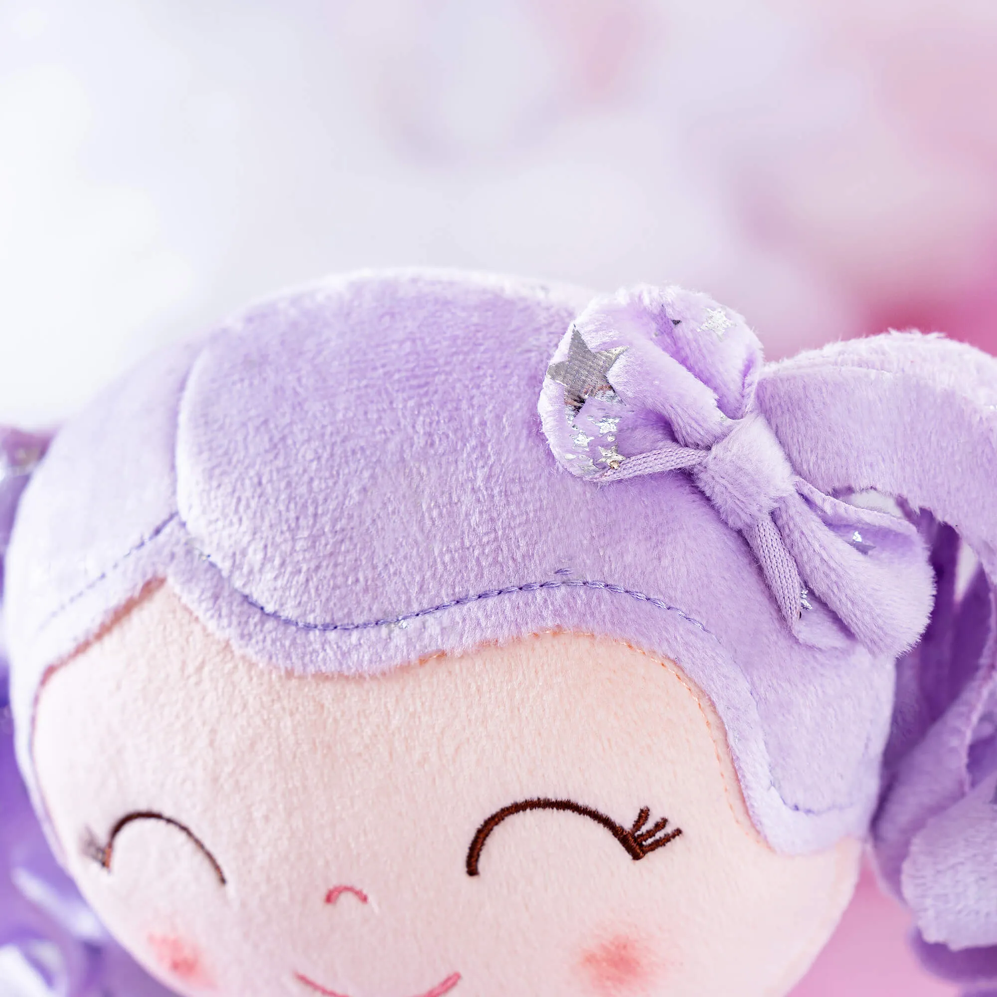 Gloveleya 12-inch Curly Hair Starry Sky Dolls Bronzing Purple Stars Skirt - Pure Purple Hair