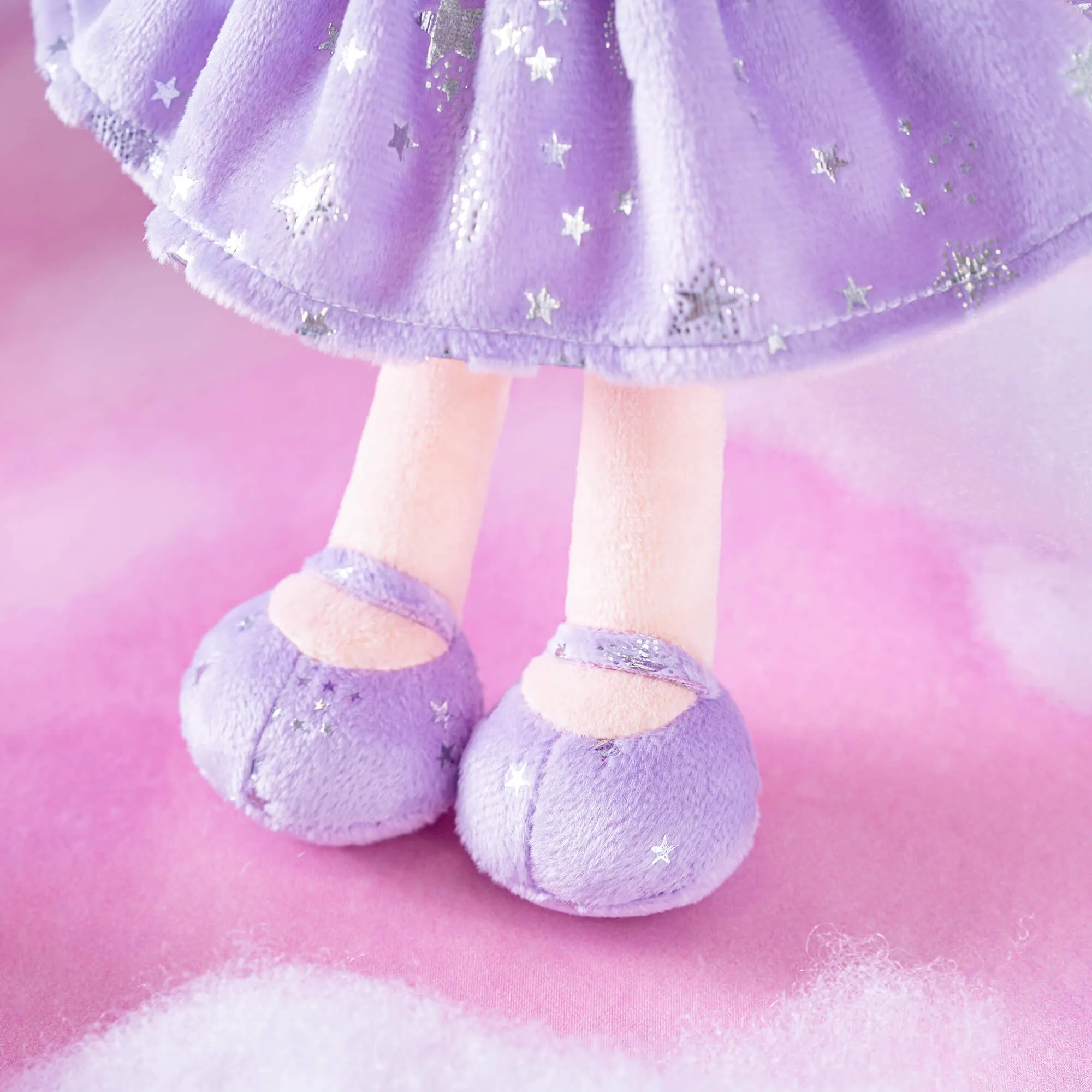 Gloveleya 12-inch Curly Hair Starry Sky Dolls Bronzing Purple Stars Skirt - Pure Purple Hair