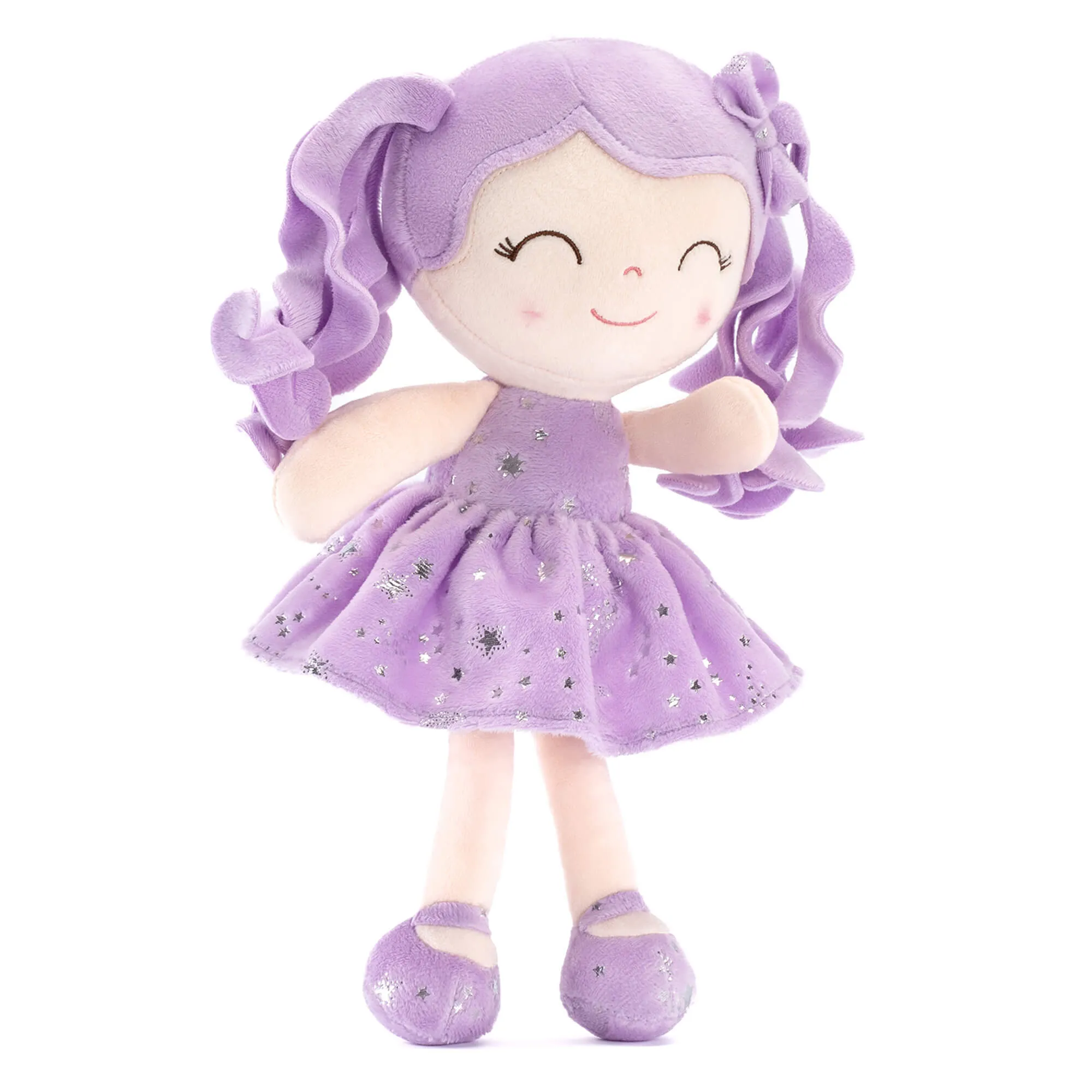 Gloveleya 12-inch Curly Hair Starry Sky Dolls Bronzing Purple Stars Skirt - Pure Purple Hair