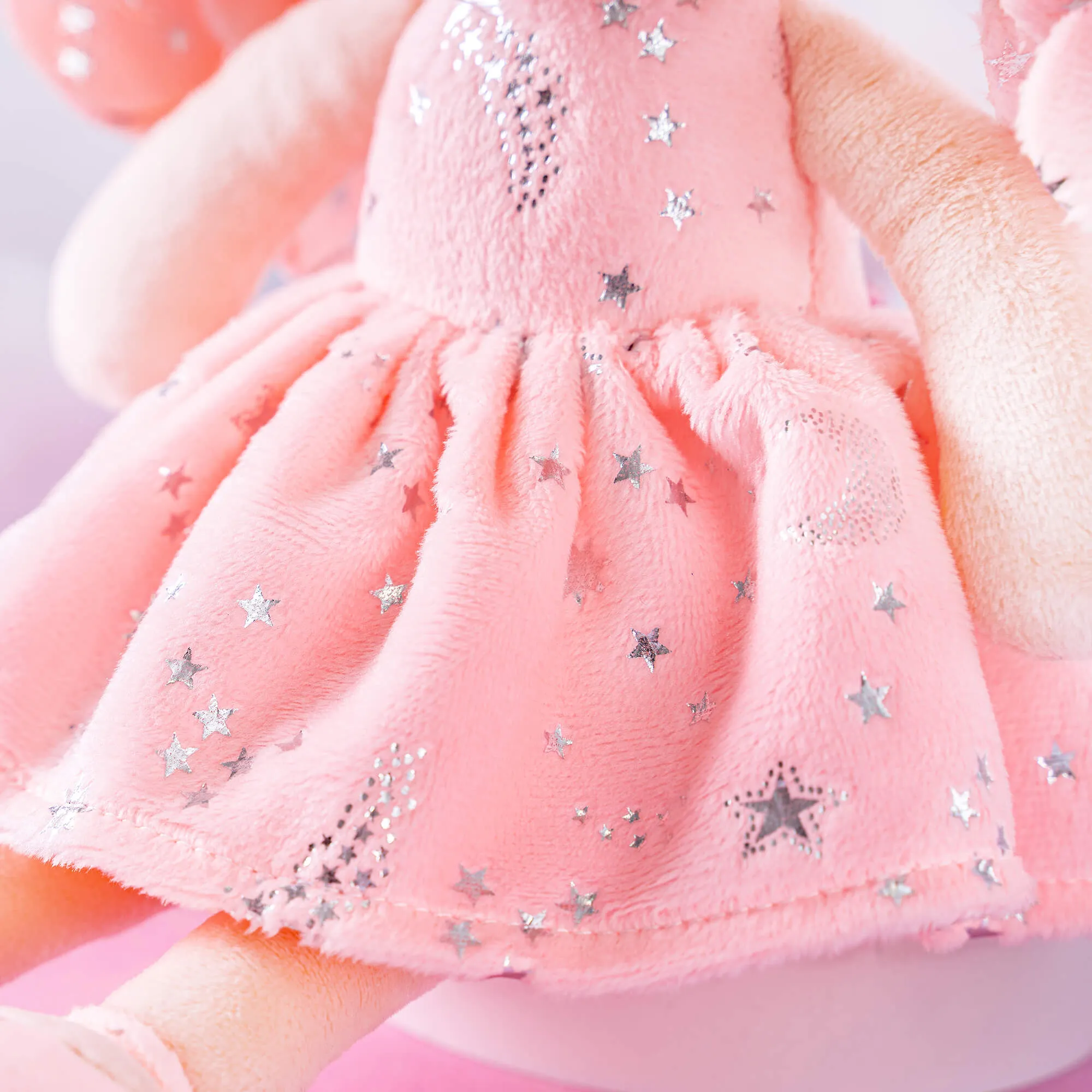 Gloveleya 12-inch Personalized Curly Hair Starry Sky Dolls Bronzing Coral Stars Skirt - Pure Coral Hair