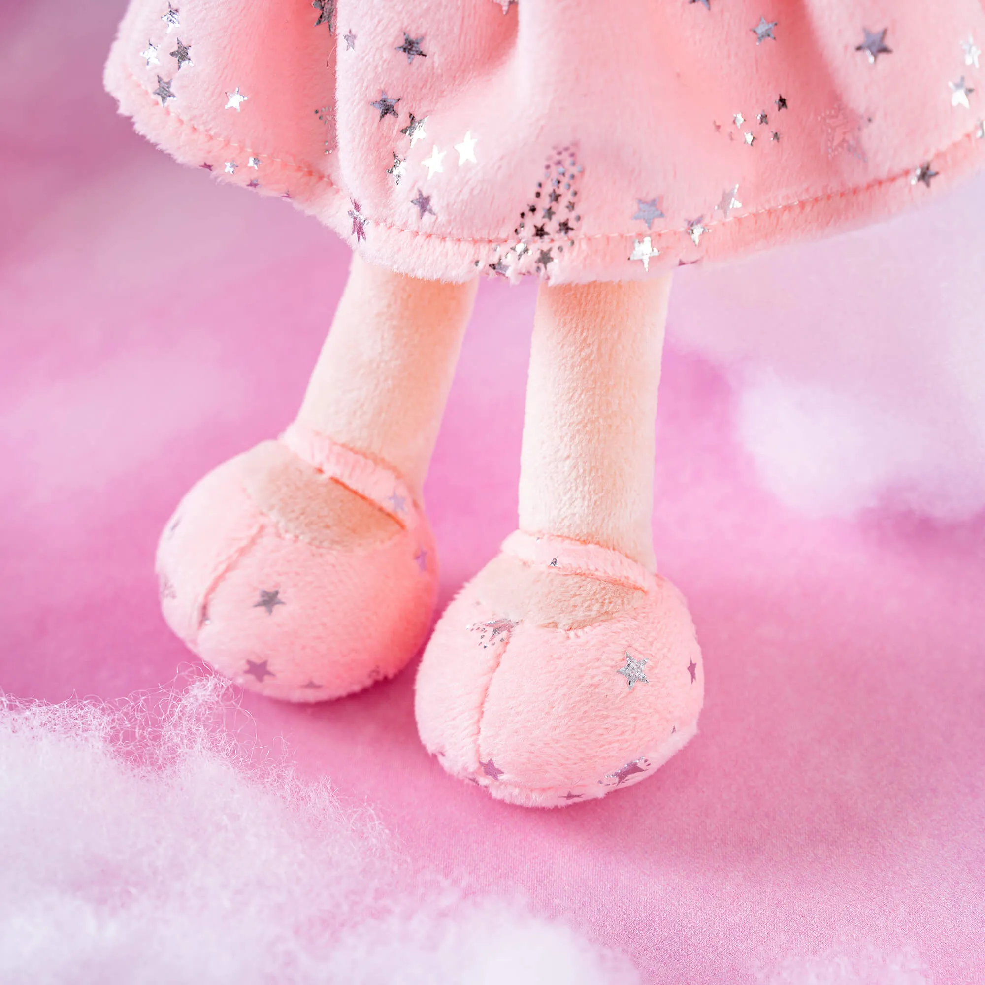 Gloveleya 12-inch Personalized Curly Hair Starry Sky Dolls Bronzing Coral Stars Skirt - Pure Coral Hair