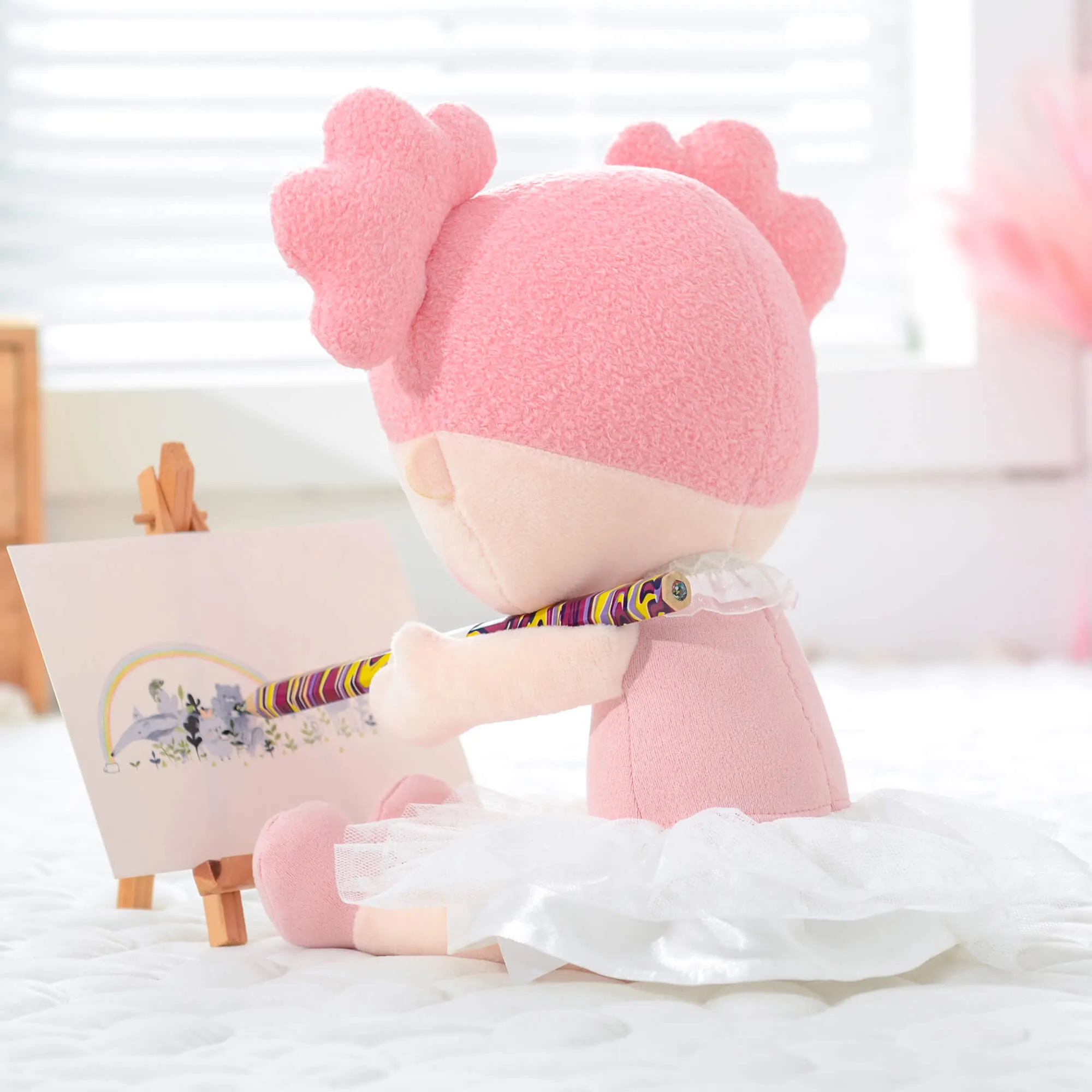 Gloveleya 14-inch Personalized Curl Candy Girls Doll Pink