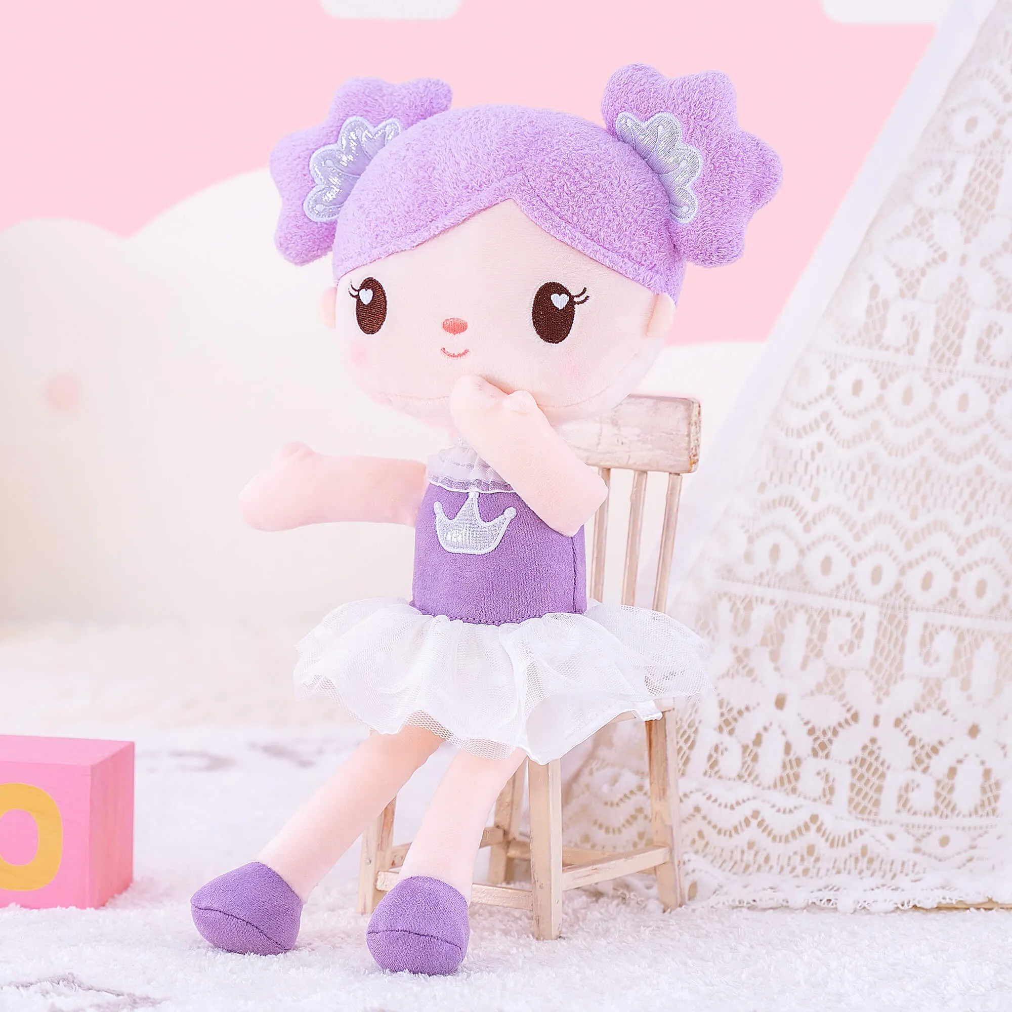 Gloveleya 14-inch Personalized Curl Candy Girls Doll Purple
