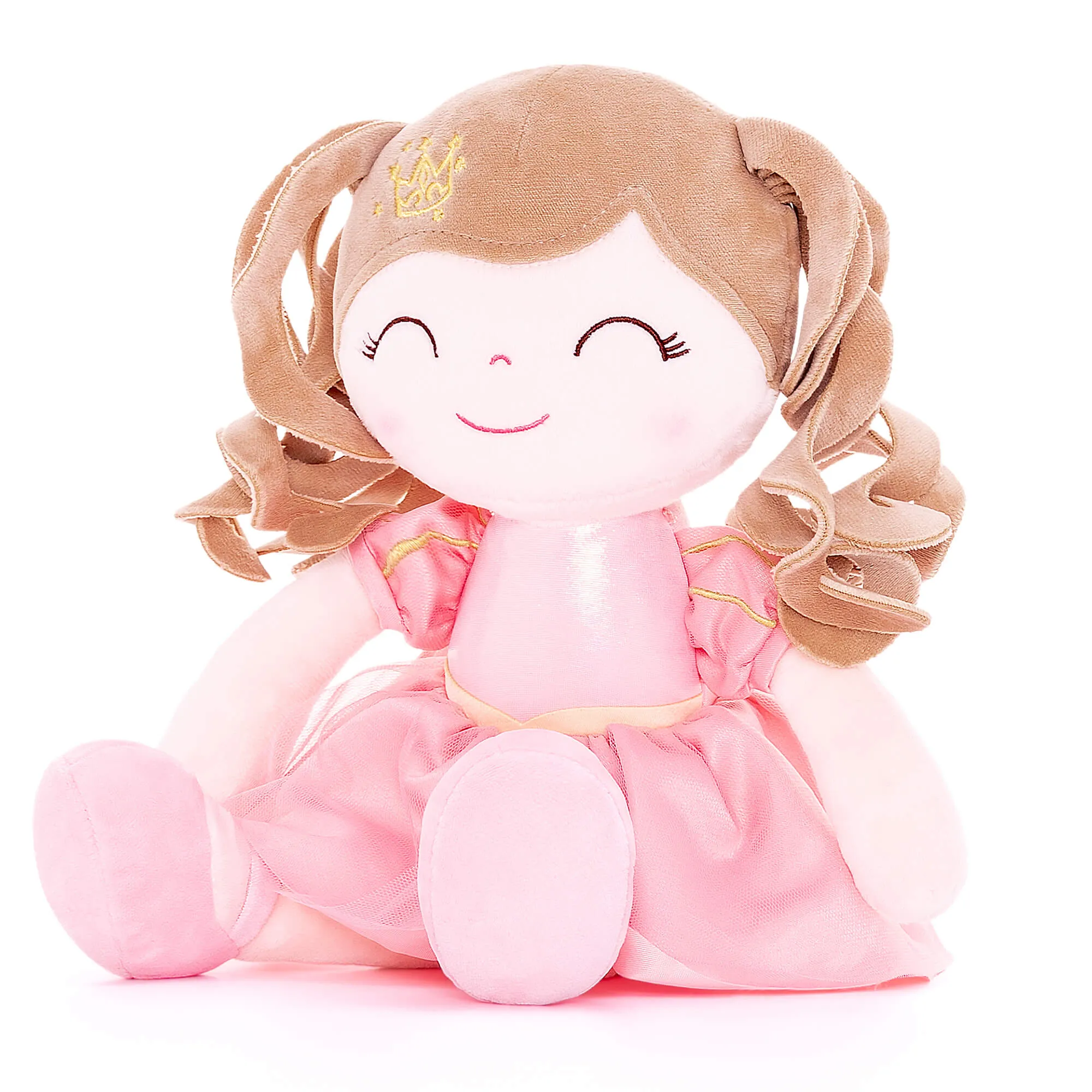Gloveleya 14-inch Plush Girl Dolls Crown Princess Pink Baby Girl Gift