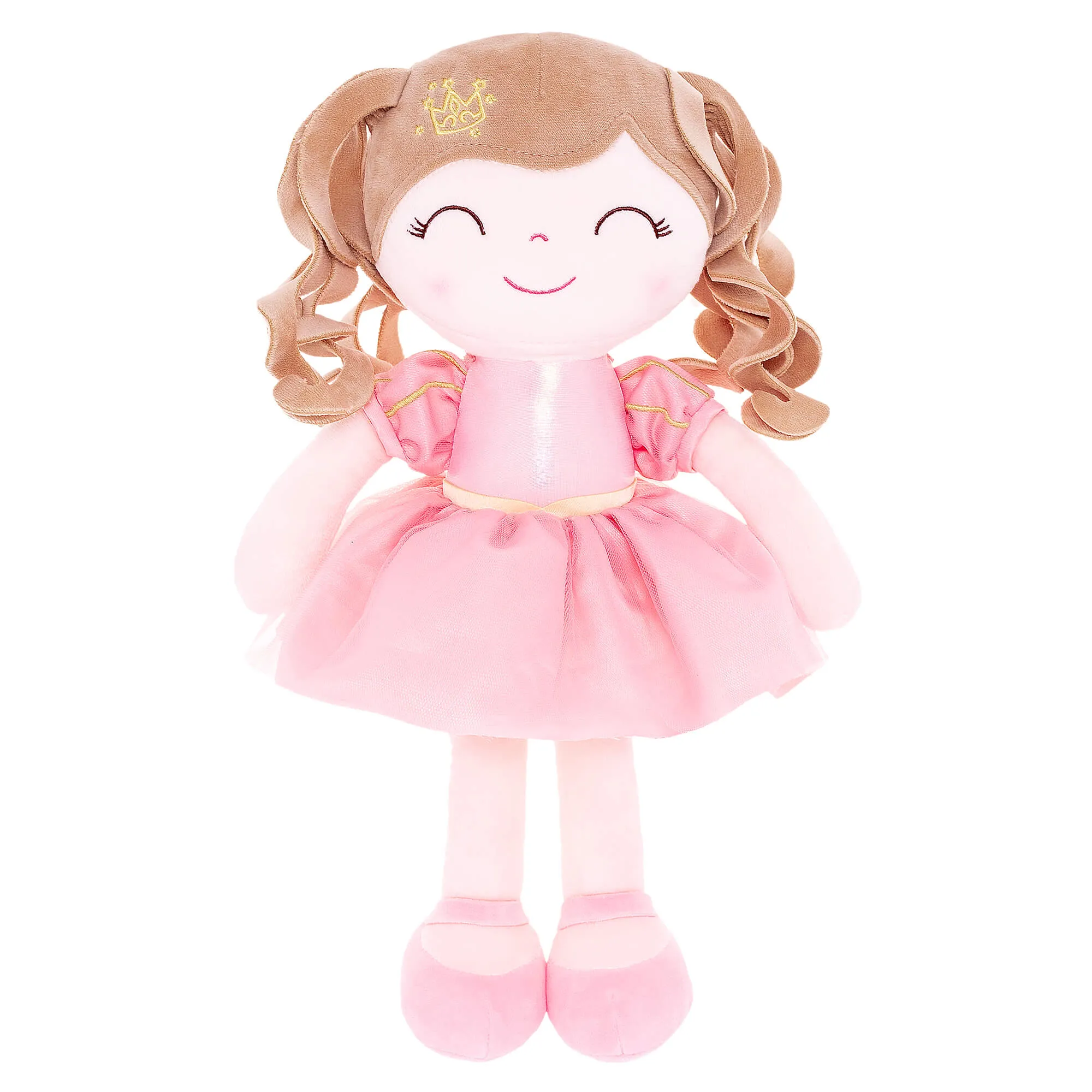 Gloveleya 14-inch Plush Girl Dolls Crown Princess Pink Baby Girl Gift
