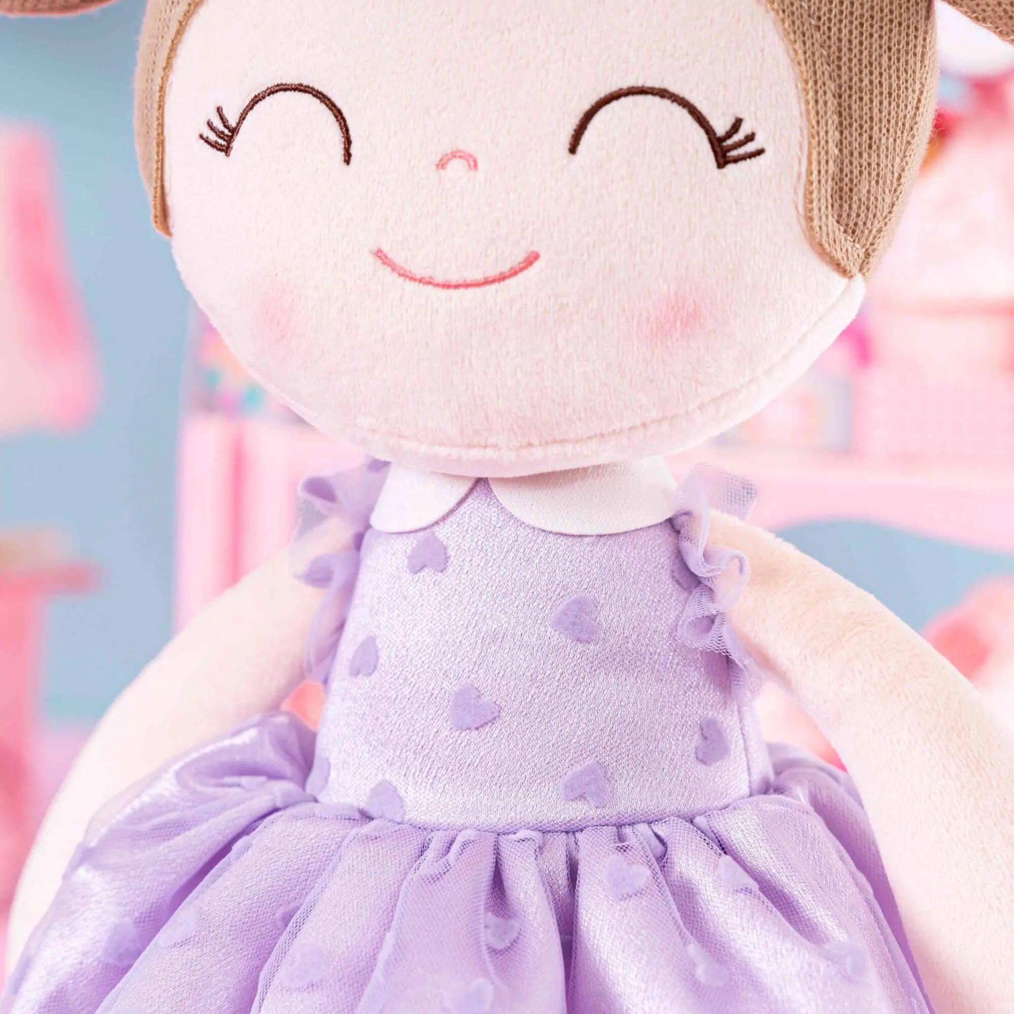Gloveleya 16-inch Baby Doll Girl Gift Flocking Heart Princess Purple