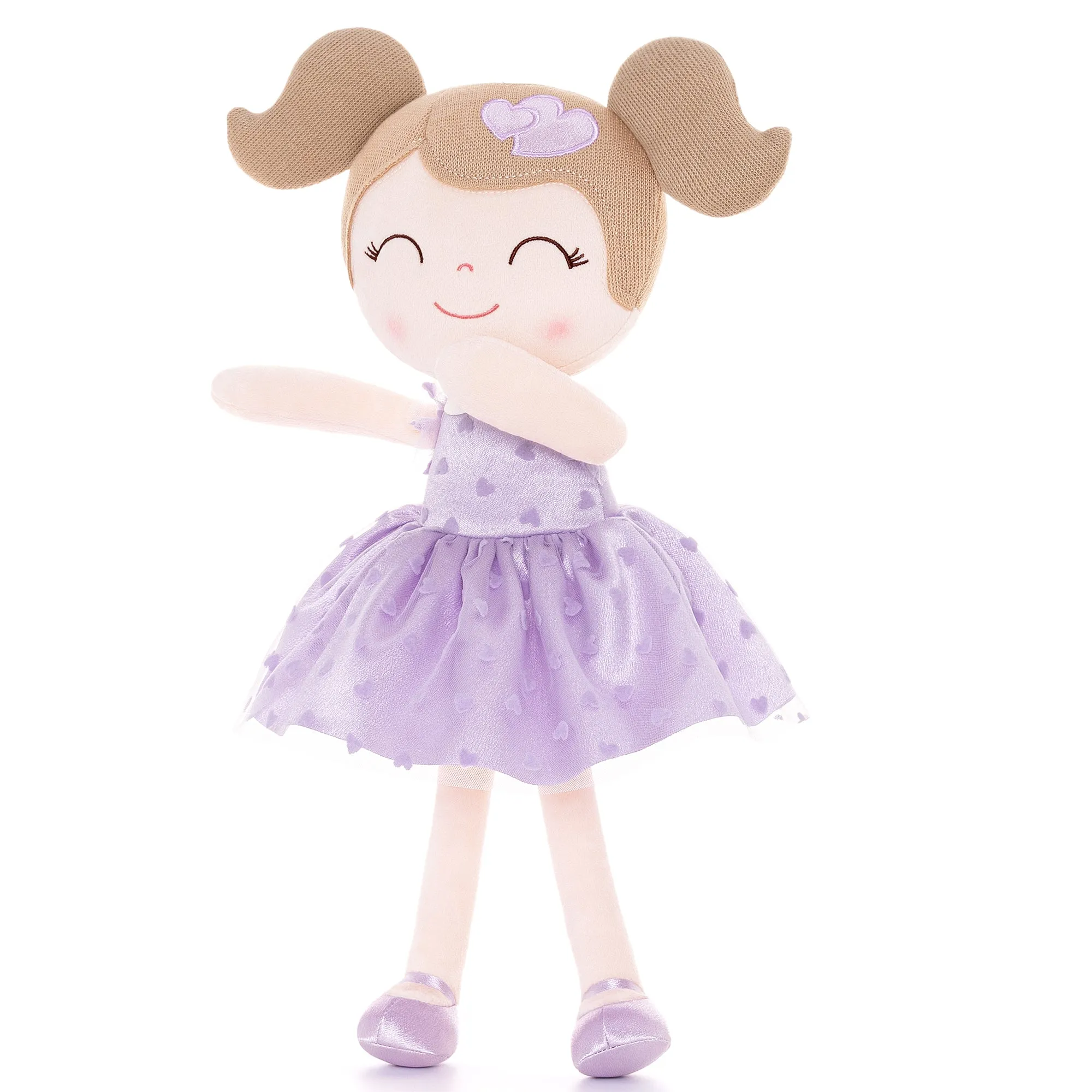 Gloveleya 16-inch Baby Doll Girl Gift Flocking Heart Princess Purple