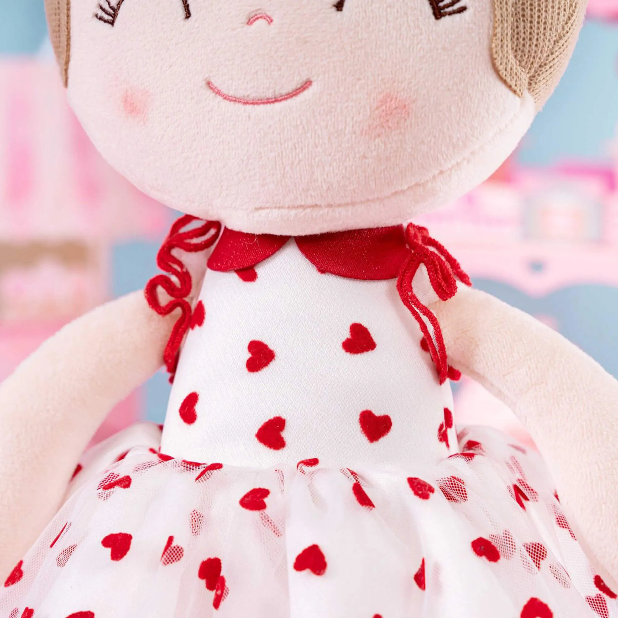 Gloveleya 16-inch Baby Doll Girl Gift Flocking Heart Princess Red