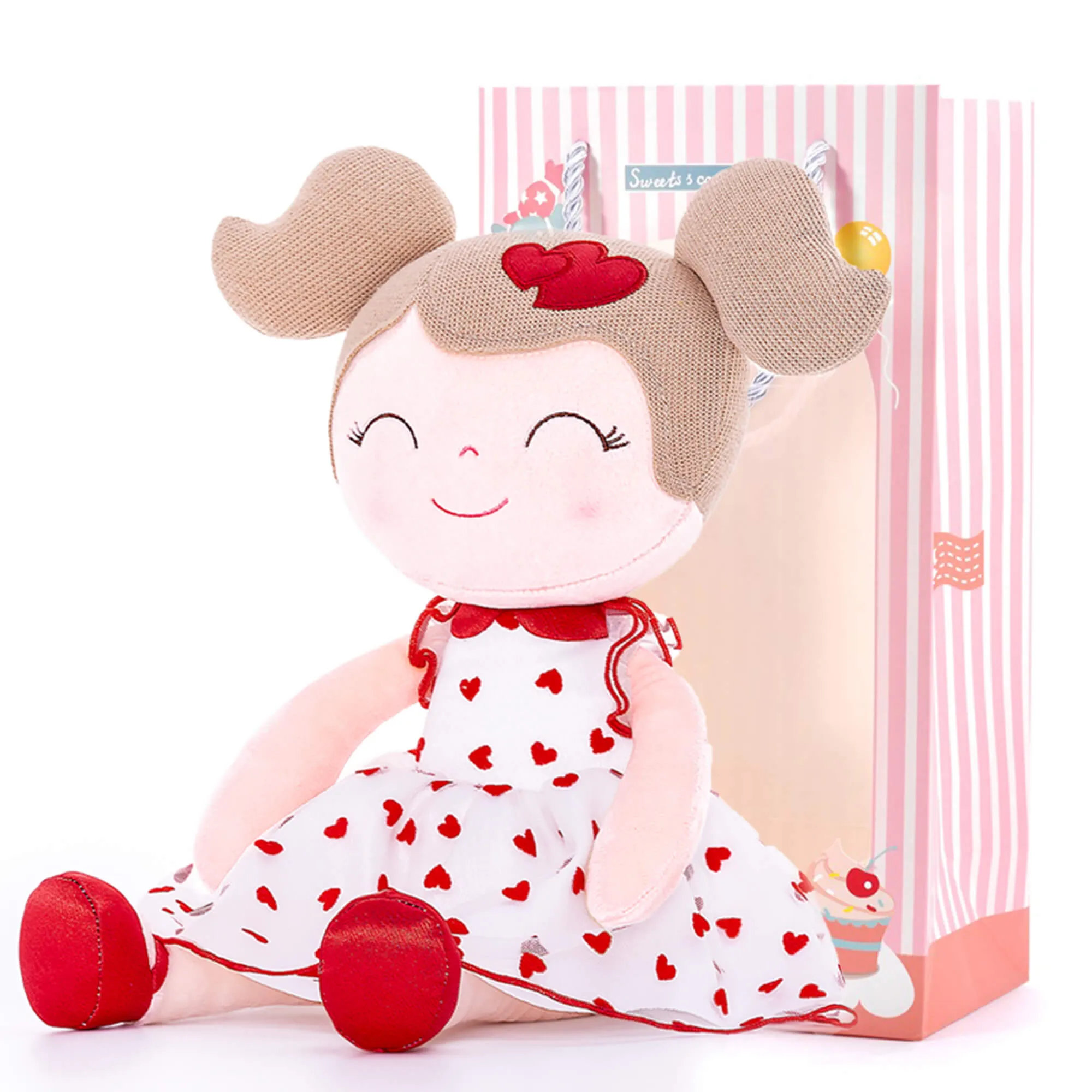 Gloveleya 16-inch Baby Doll Girl Gift Flocking Heart Princess Red