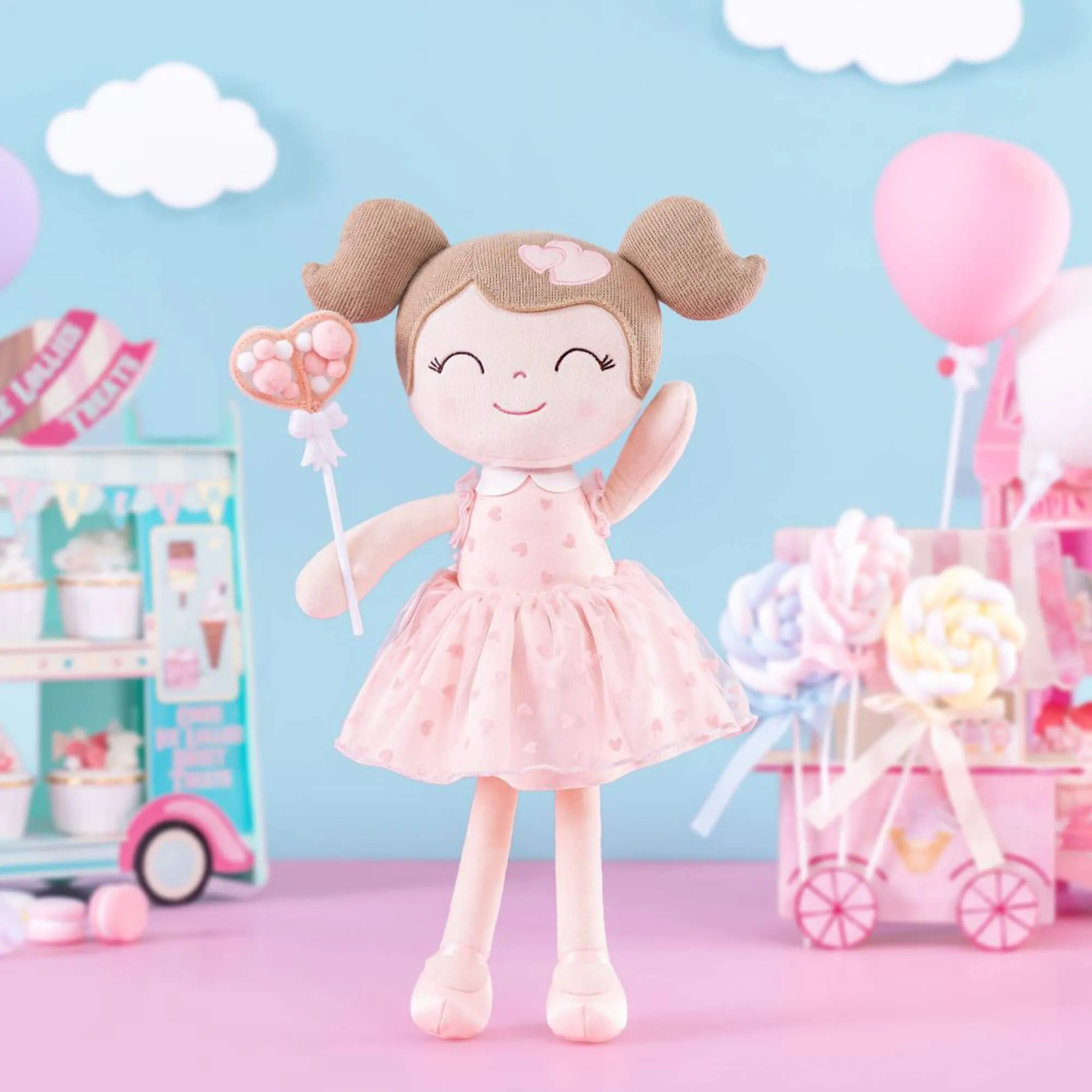 Gloveleya 16-inch Baby Dolls Gift Flocking Heart Princess Pink