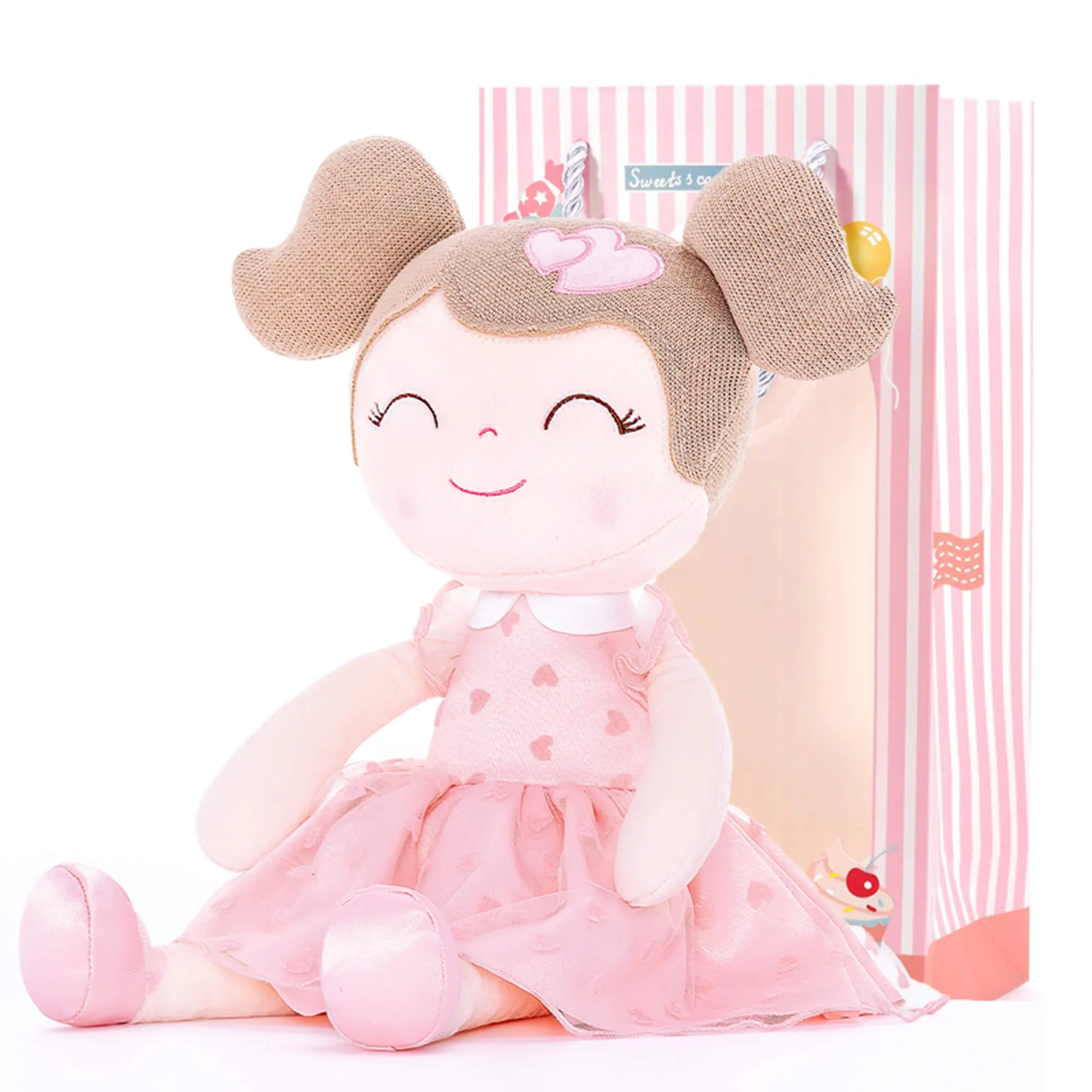 Gloveleya 16-inch Baby Dolls Gift Flocking Heart Princess Pink