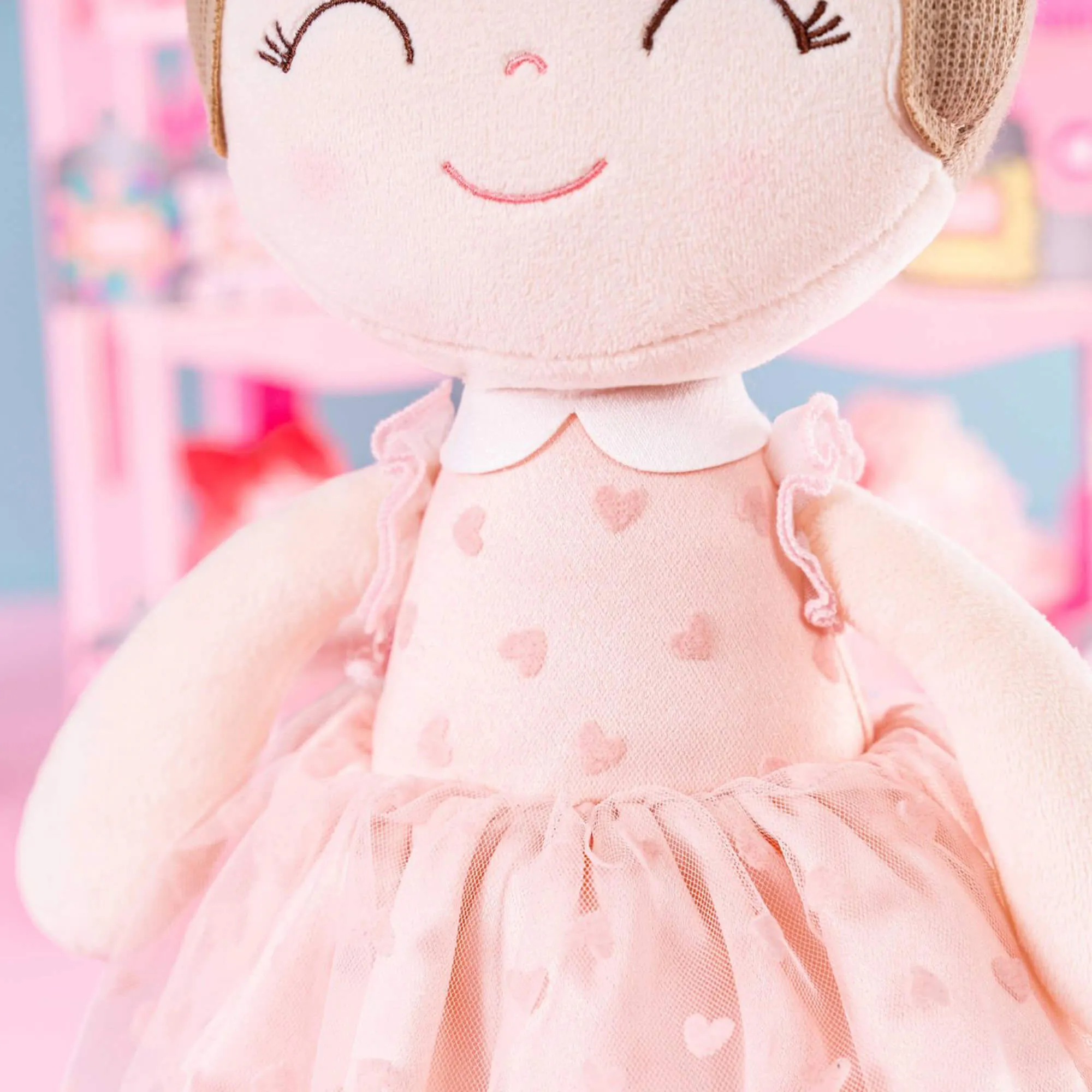 Gloveleya 16-inch Baby Dolls Gift Flocking Heart Princess Pink