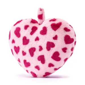 Gloveleya 17-inch Plush Fashion Heart Pillow Rabbit Hair Kids Pillows Pink with Rose Heart Pattern