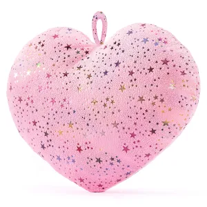Gloveleya 17-inch Plush Fashion Pillow Ironing Colorful Stars Love Heart Shaped Pillows Light Pink