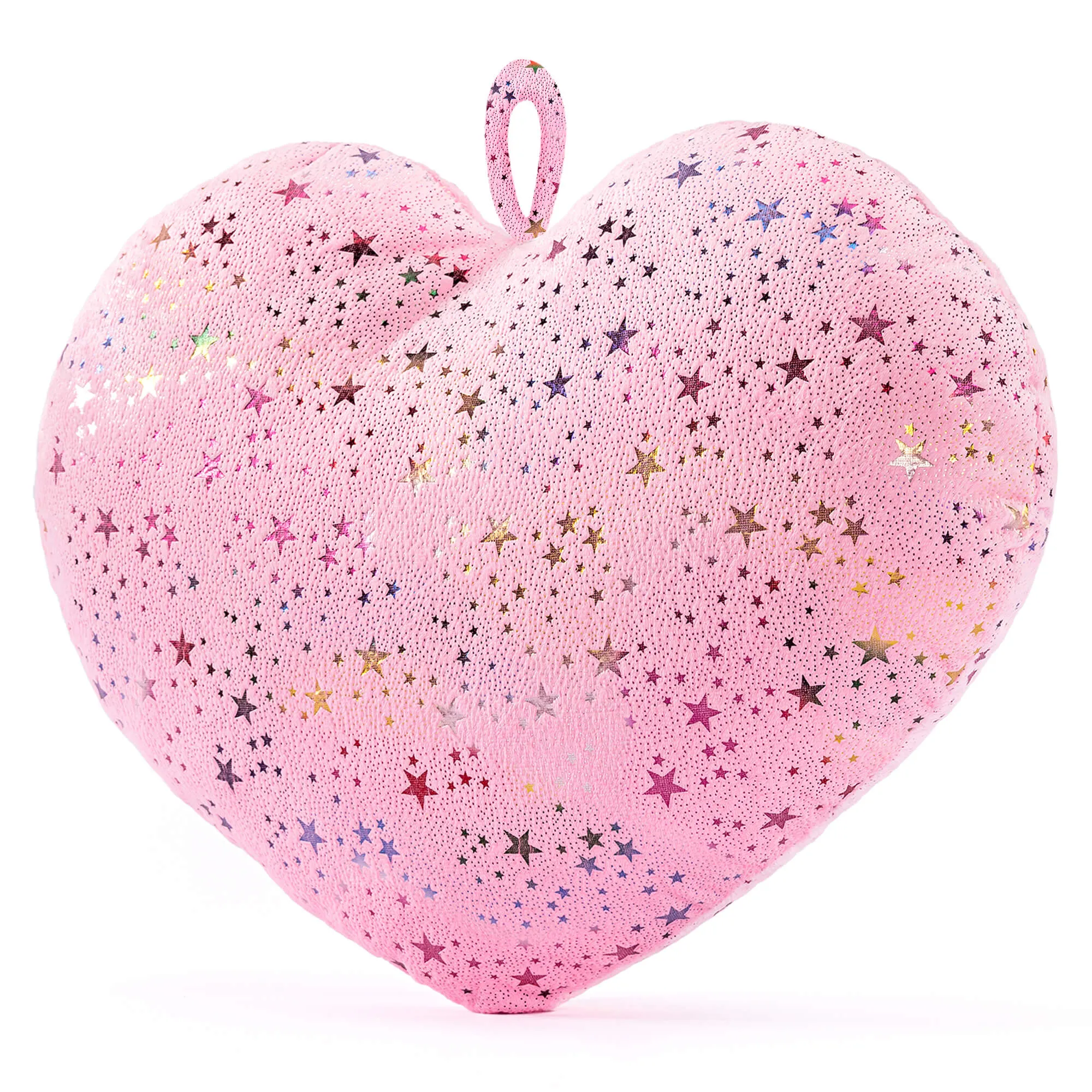 Gloveleya 17-inch Plush Fashion Pillow Ironing Colorful Stars Love Heart Shaped Pillows Light Pink