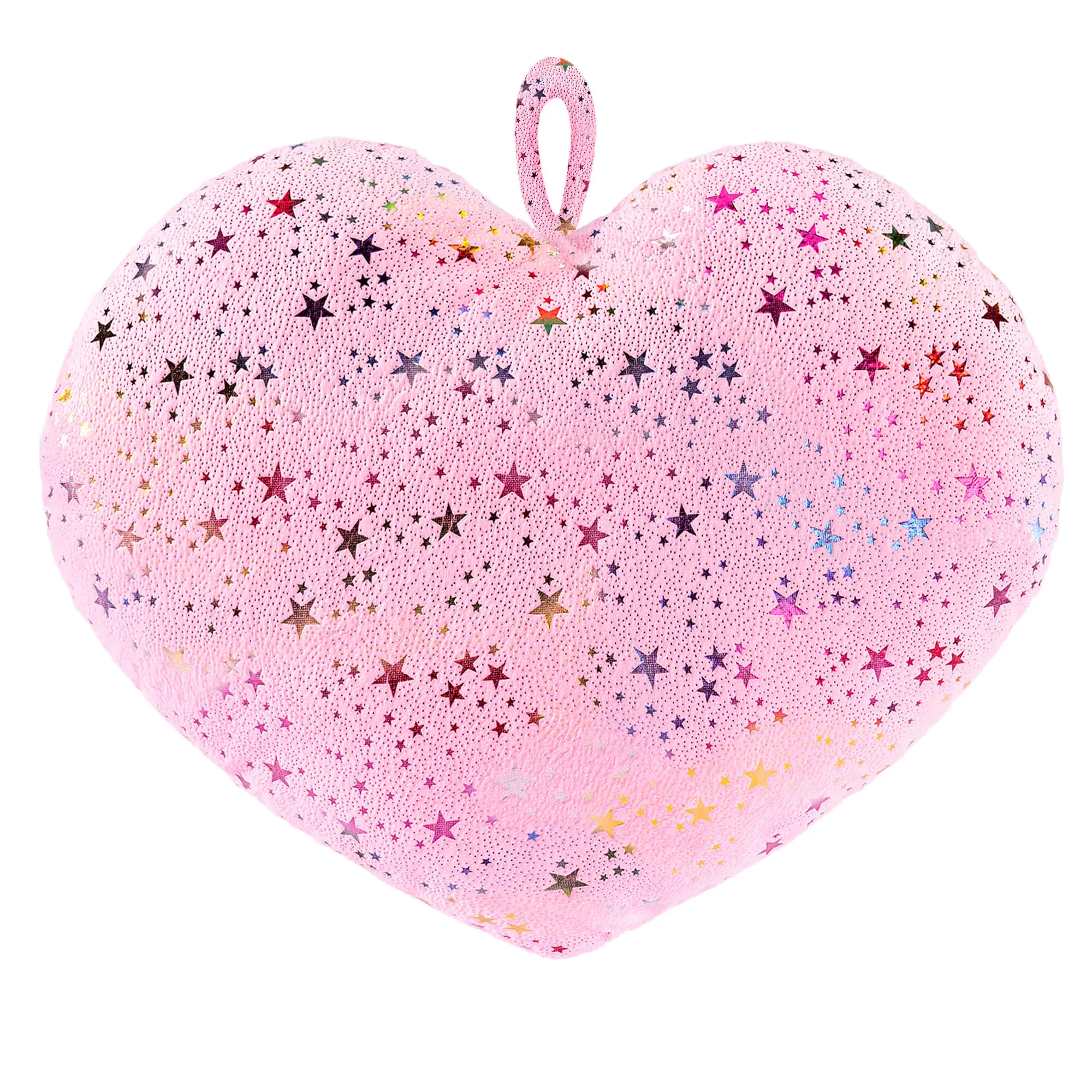 Gloveleya 17-inch Plush Fashion Pillow Ironing Colorful Stars Love Heart Shaped Pillows Light Pink