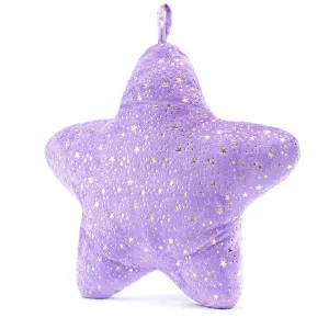 Gloveleya 20-inch Plush Fashion Pillow Bronzing Stars Shaped Pillows Dark Purple