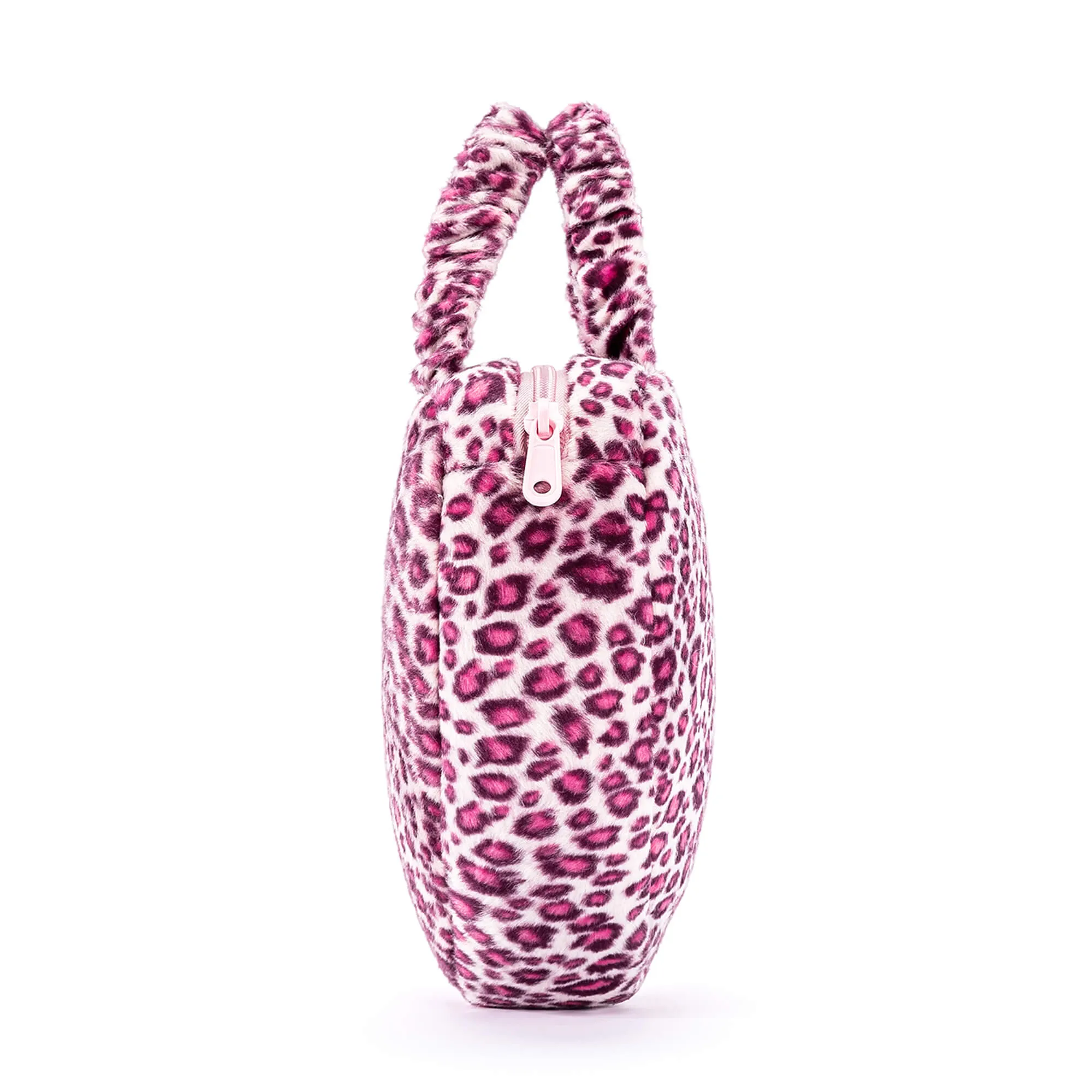 Gloveleya 6-inch Fashion Baby Girls Leopard Handbag Plush Shock Textile Purse Girls Purse Heart Shaped Pink