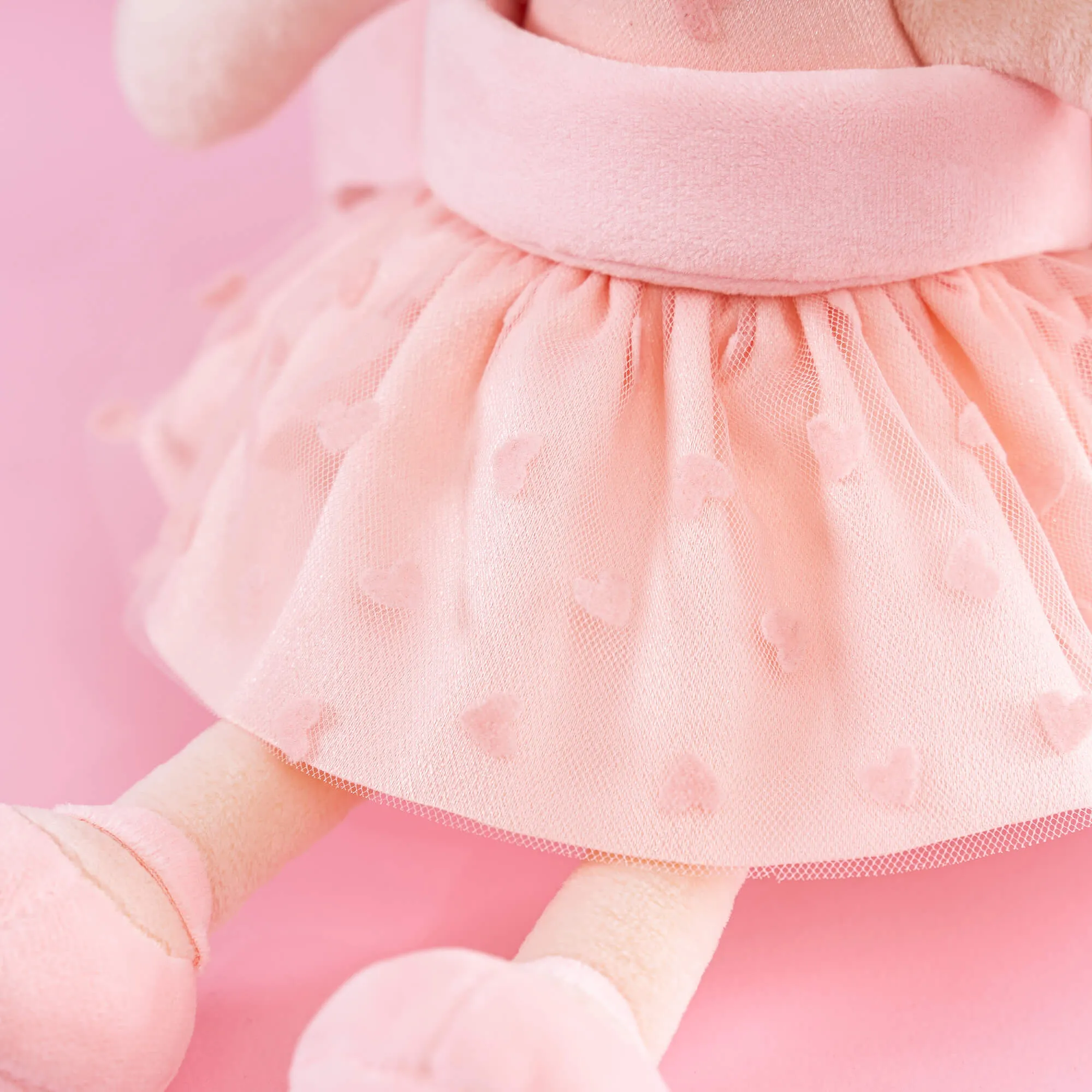Gloveleya 9-inch Toddler Girls Backpack Girl Gifts Plush Backpack with Doll in Flocked Heart Skirt Pink