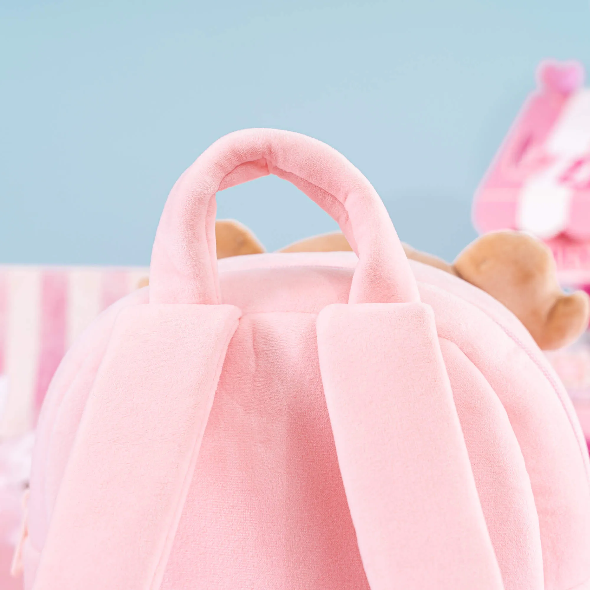 Gloveleya 9-inch Toddler Girls Backpack Girl Gifts Plush Backpack with Doll in Flocked Heart Skirt Pink