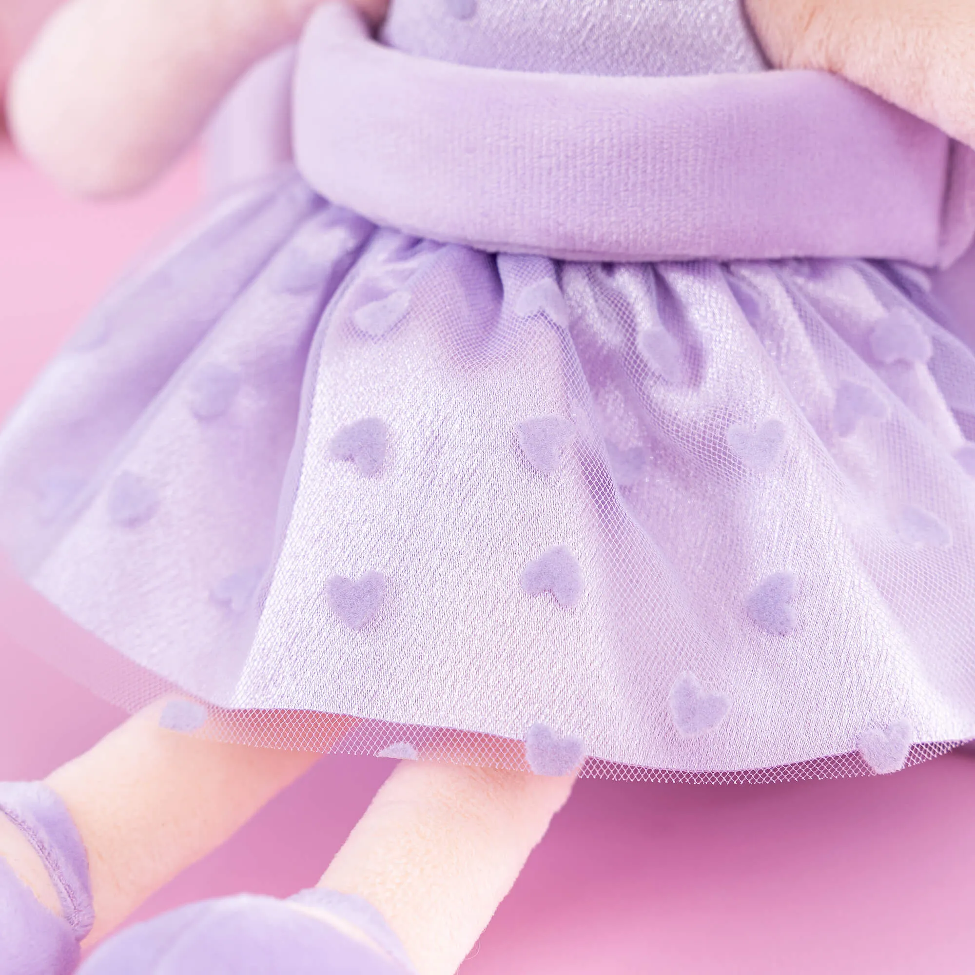Gloveleya 9-inch Toddler Girls Backpack Girl Gifts Plush Backpack with Doll in Flocked Heart Skirt Purple