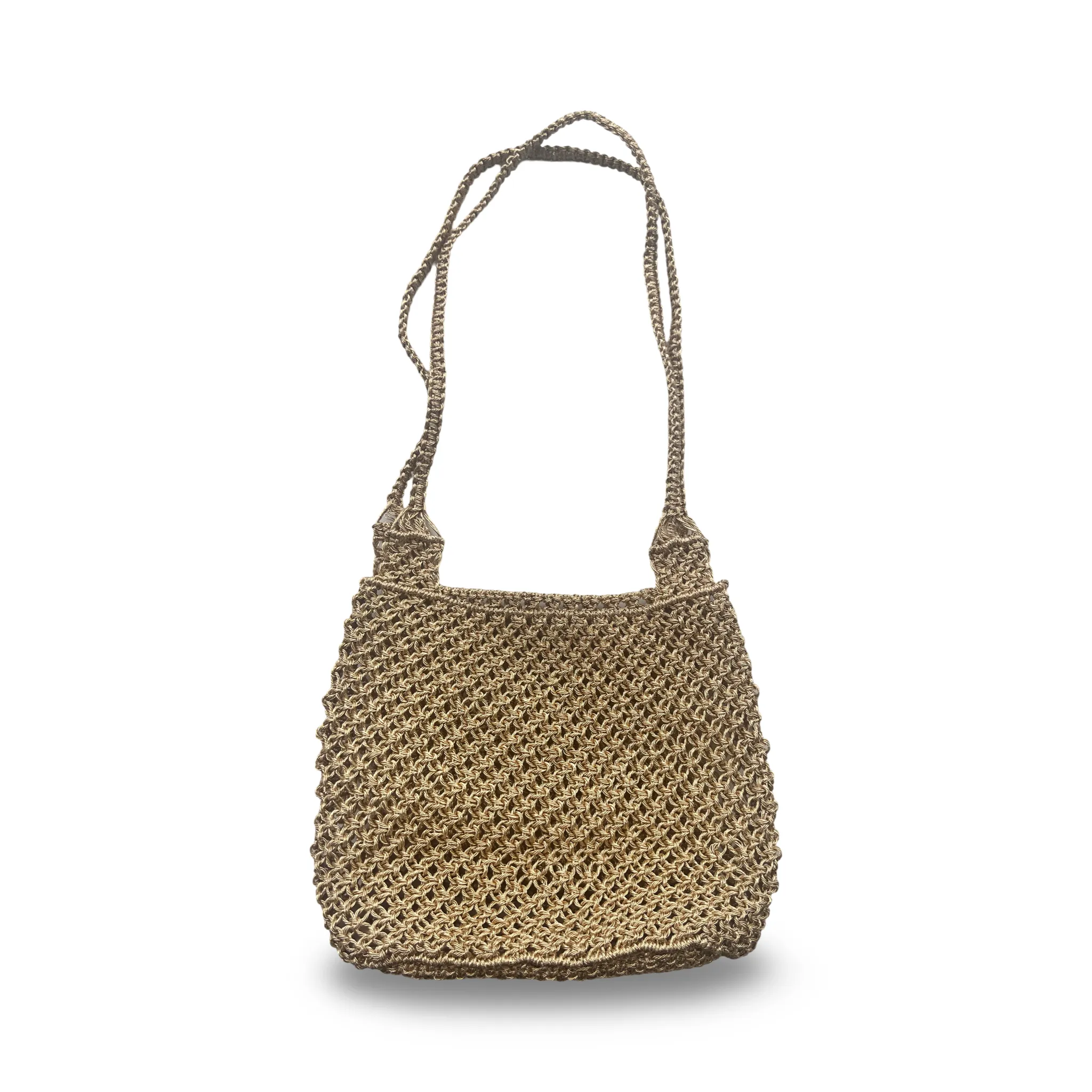 Gold Rafiya Shoulder Bag