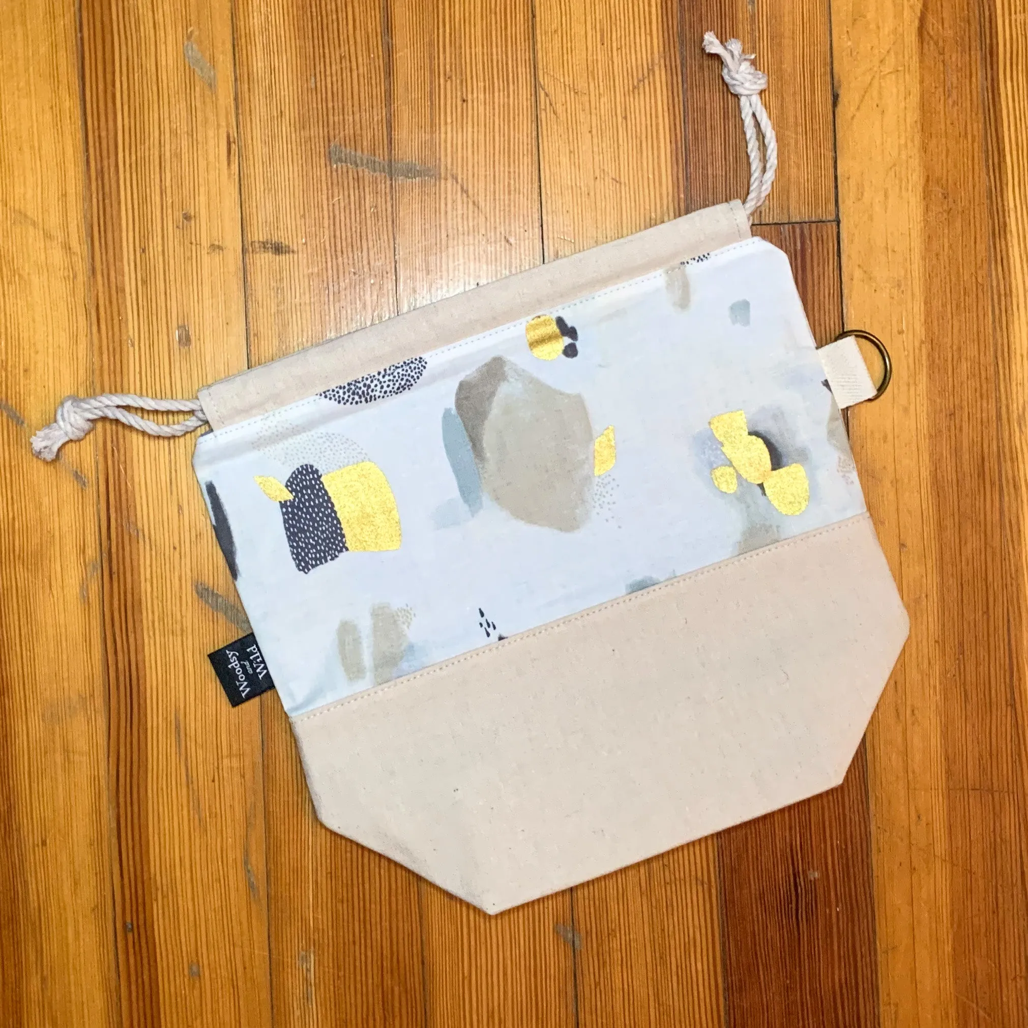 *Gold Spatter*  Zippered Knitting Project Bag- *Ready to Ship*