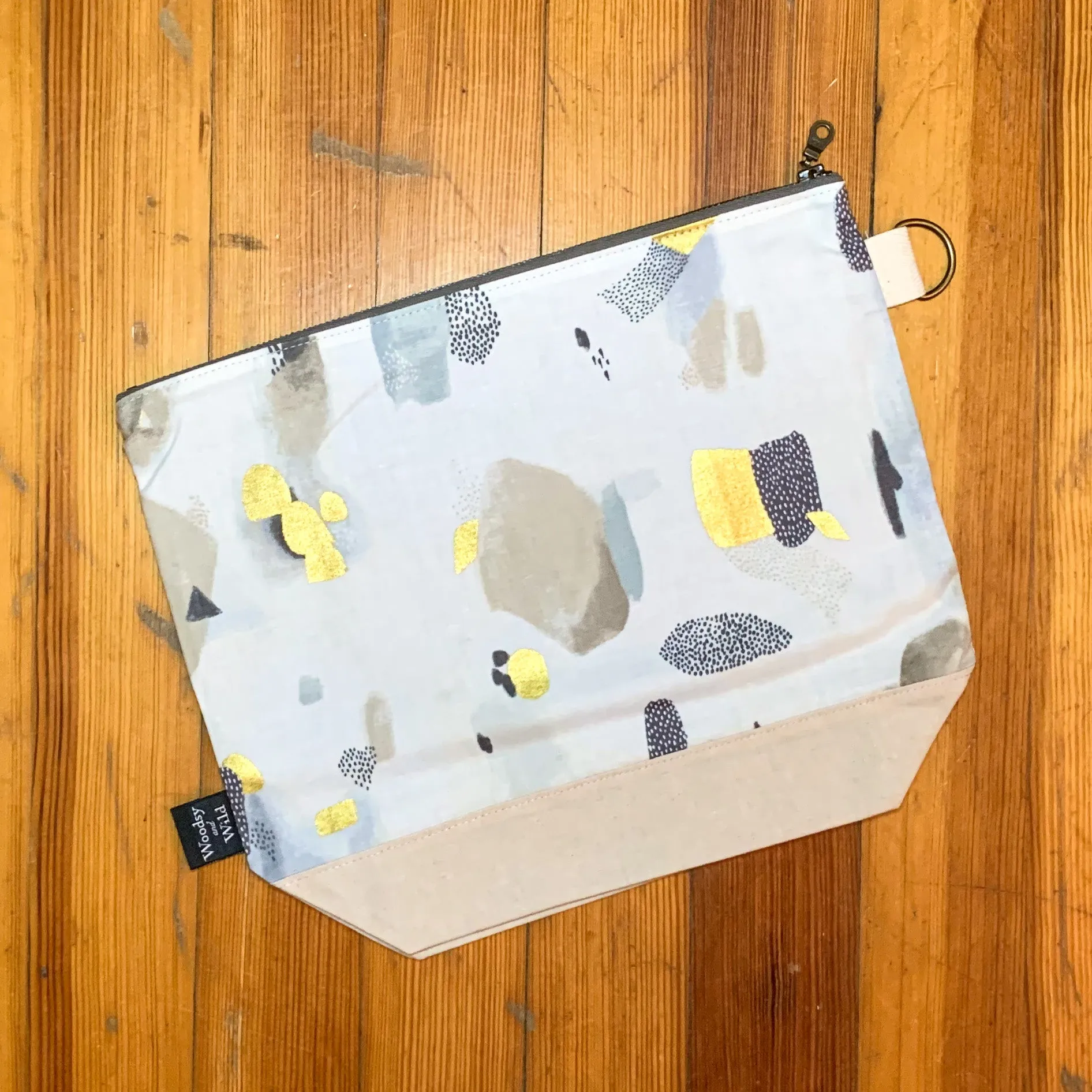 *Gold Spatter*  Zippered Knitting Project Bag- *Ready to Ship*
