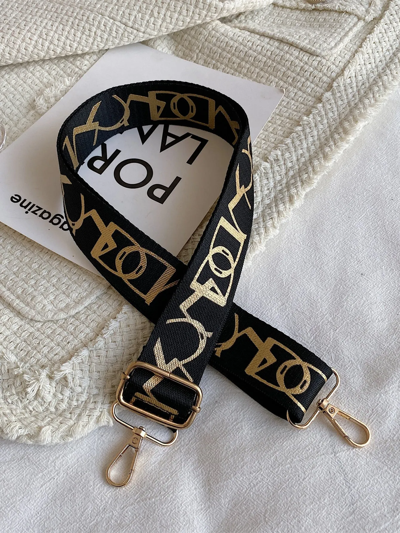 Graphic Print Bag Strap - Black