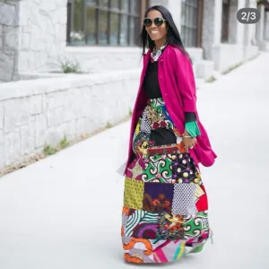 Grassfields Colorful Patchwork Maxi Skirt – Size UK 10 / US 6