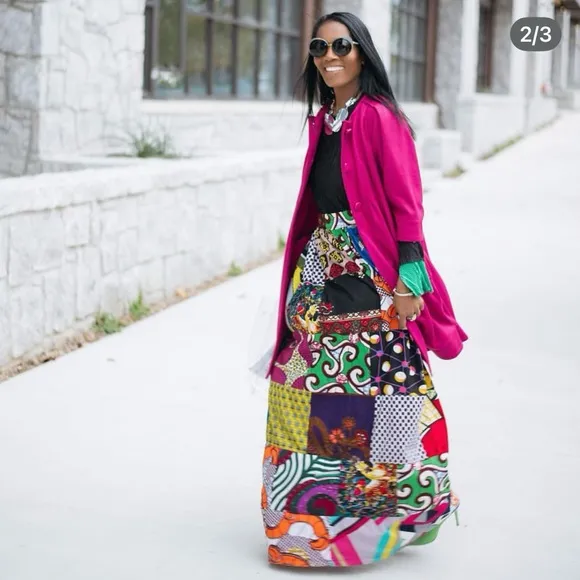 Grassfields Colorful Patchwork Maxi Skirt – Size UK 10 / US 6