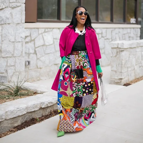 Grassfields Colorful Patchwork Maxi Skirt – Size UK 10 / US 6