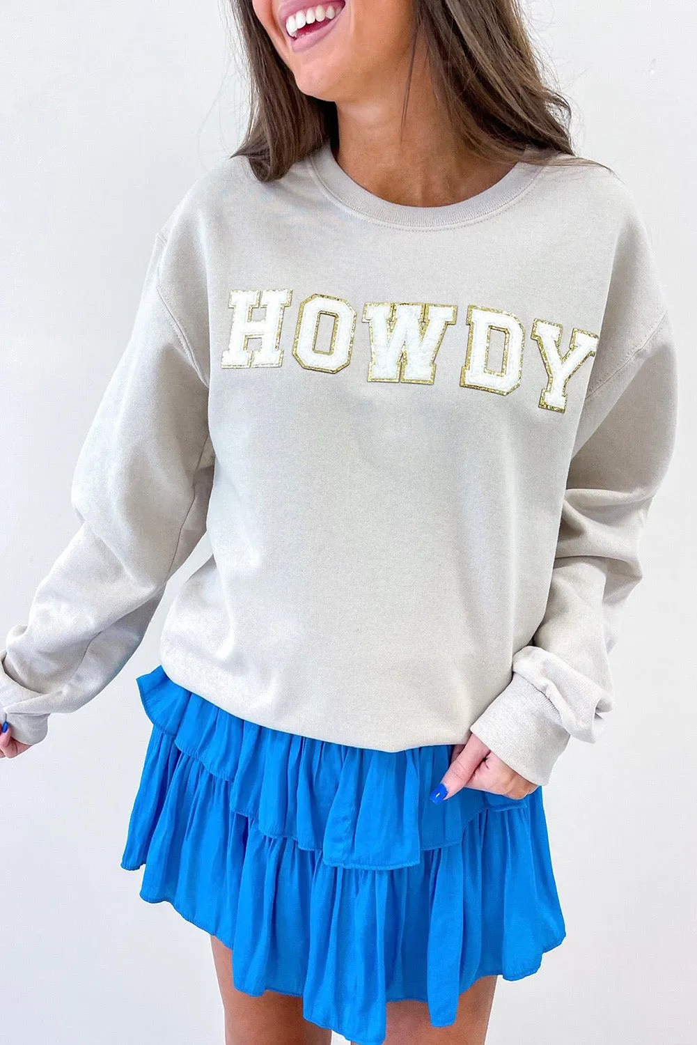Gray HOWDY Graphic Drop Shoulder Sweatshirt