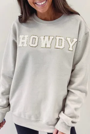 Gray HOWDY Graphic Drop Shoulder Sweatshirt
