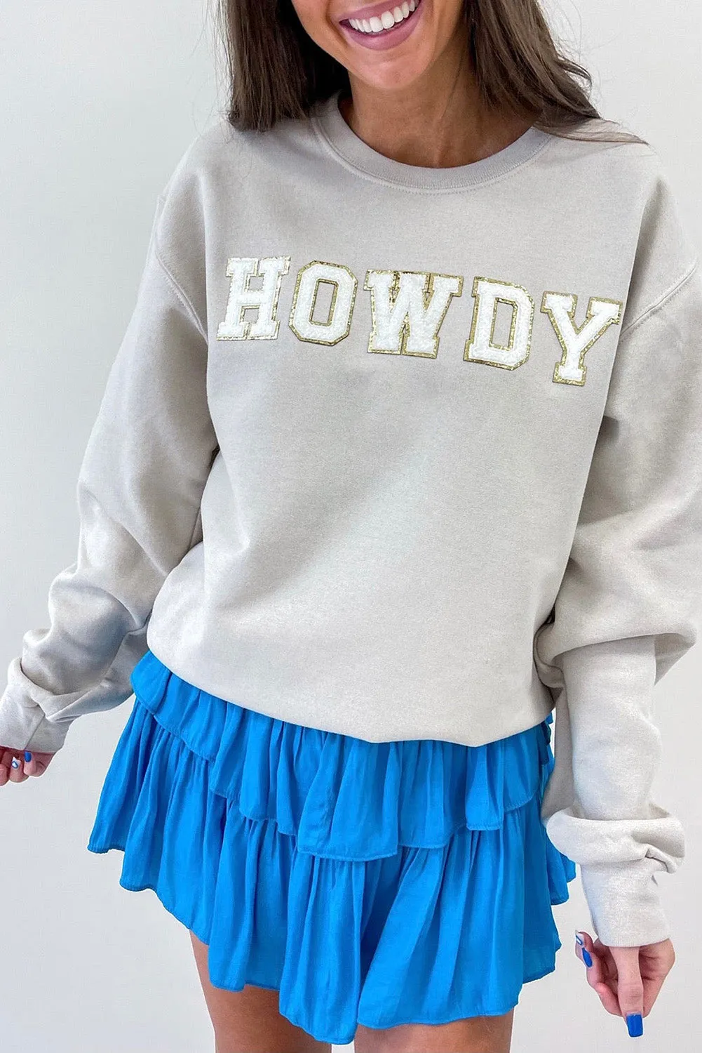 Gray HOWDY Graphic Drop Shoulder Sweatshirt