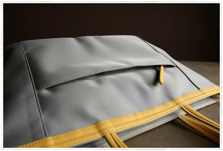 Gray Womens Nylon Shoulder Tote Womens Nylon Shoulder Tote Gray&Yellow Nylon Handbag Shoulder Purse for Ladies