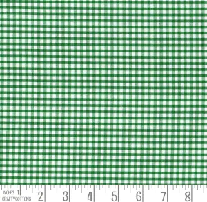 Green Gingham Polycotton 1/8" Checked Fabric Select Size 112cm Wide
