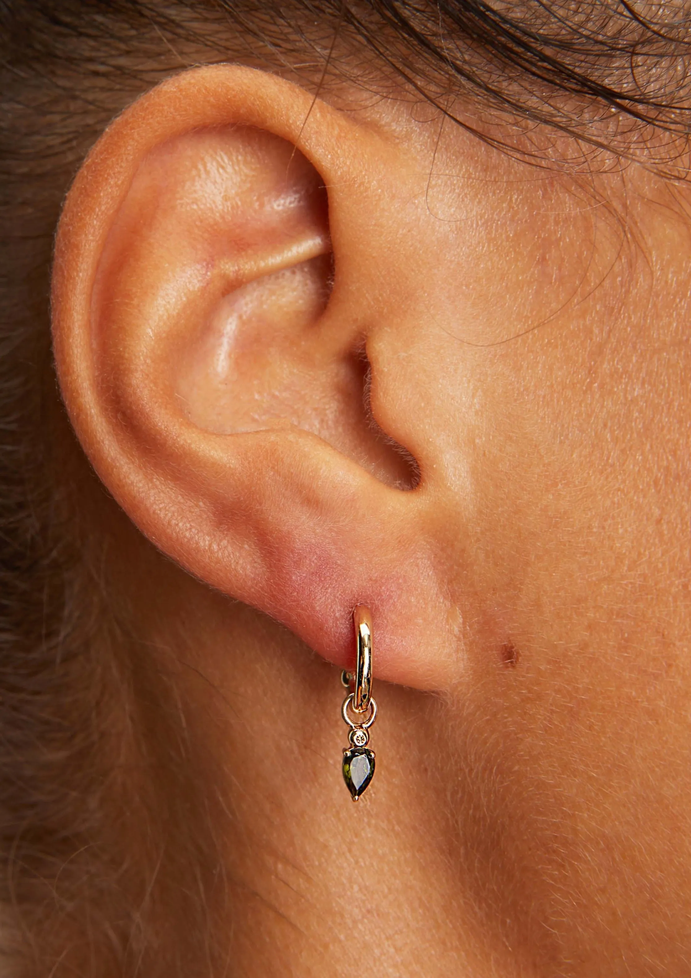 Green Tourmaline Droplet Earring