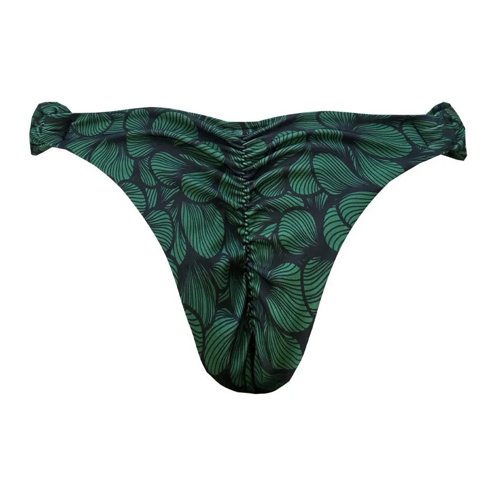 Green Waves Brazilian Classic Side Scrunch Bikini Bottom