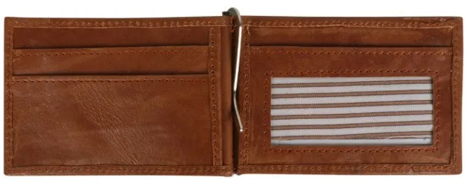 Grey Leather Money Clip for Men