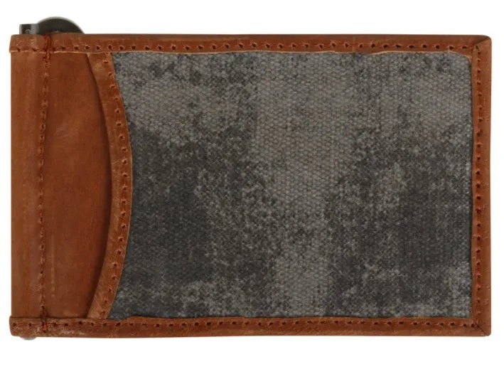 Grey Leather Money Clip for Men