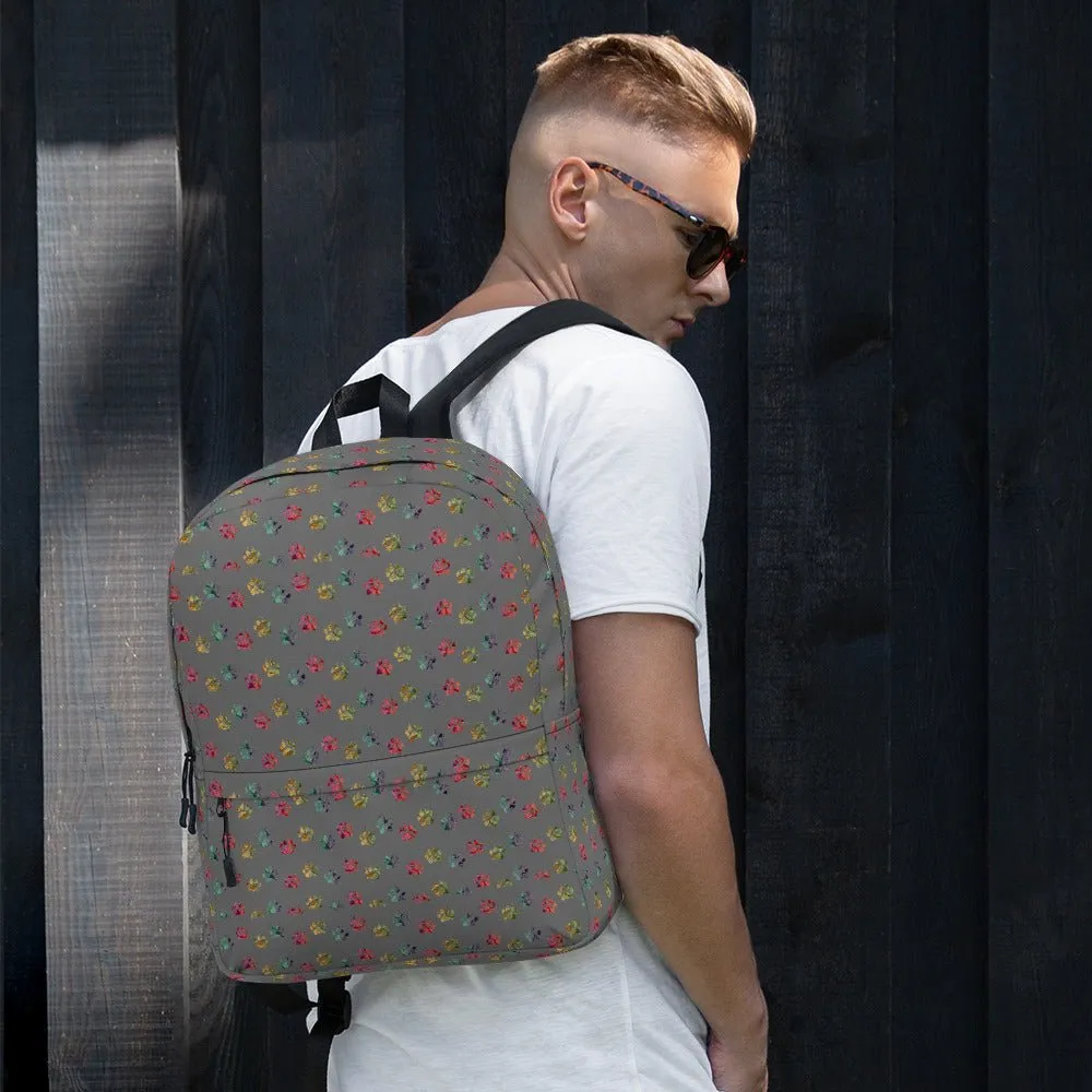 Grey Paw Prints Dog Backpack