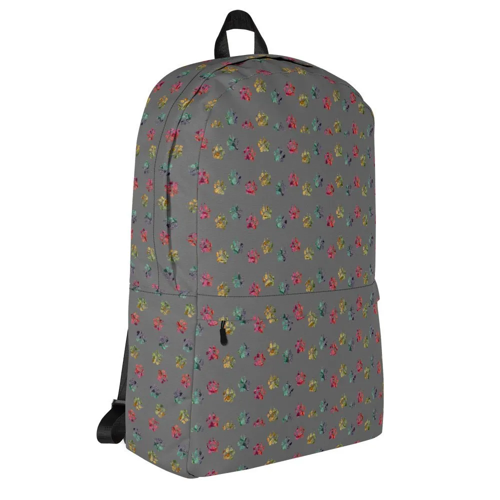 Grey Paw Prints Dog Backpack