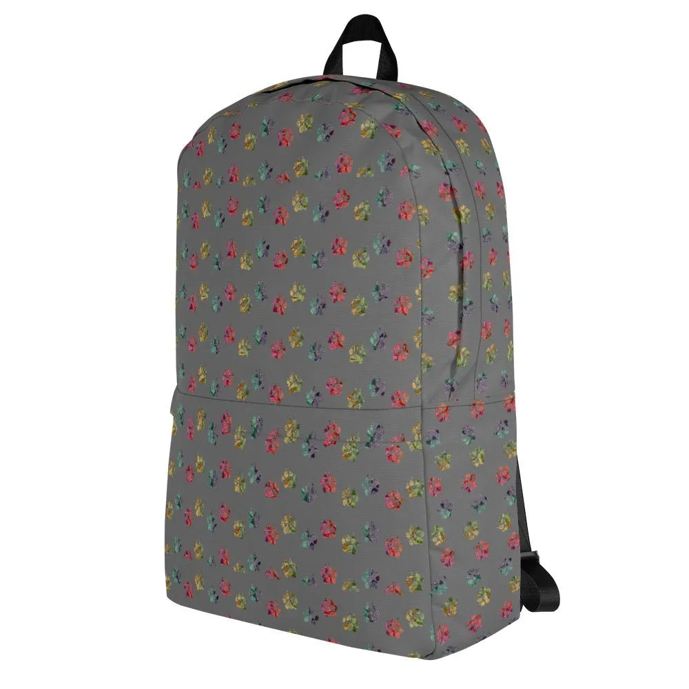 Grey Paw Prints Dog Backpack