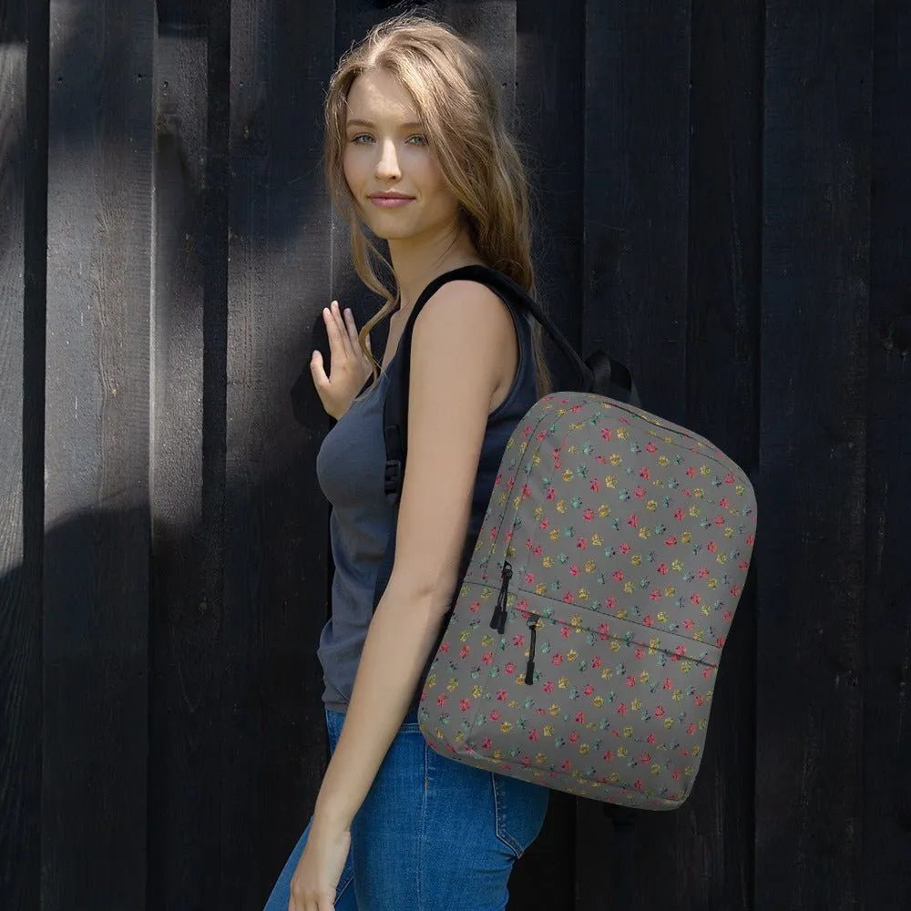 Grey Paw Prints Dog Backpack