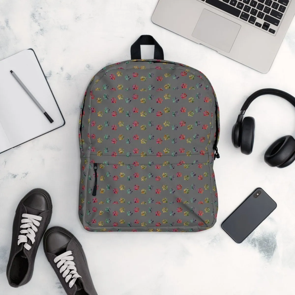 Grey Paw Prints Dog Backpack