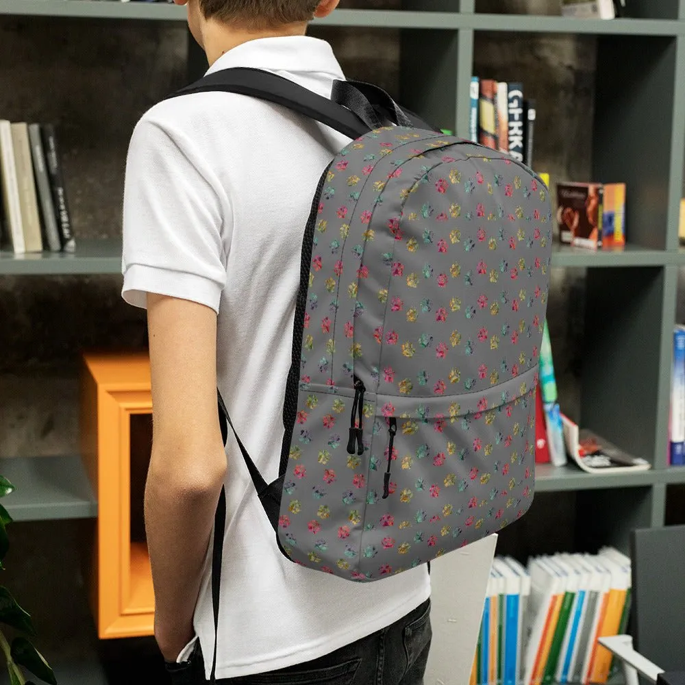 Grey Paw Prints Dog Backpack